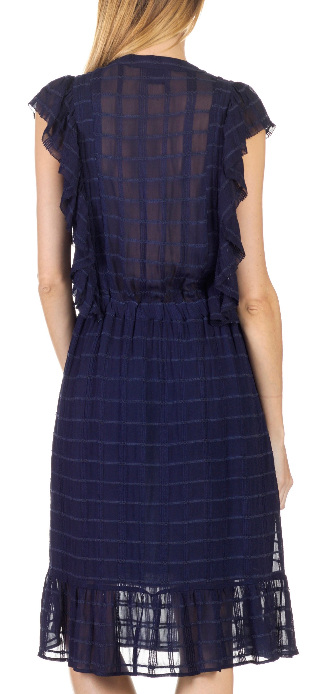 Robe portefeuille midi à volants Qat SWILDENS Bleu