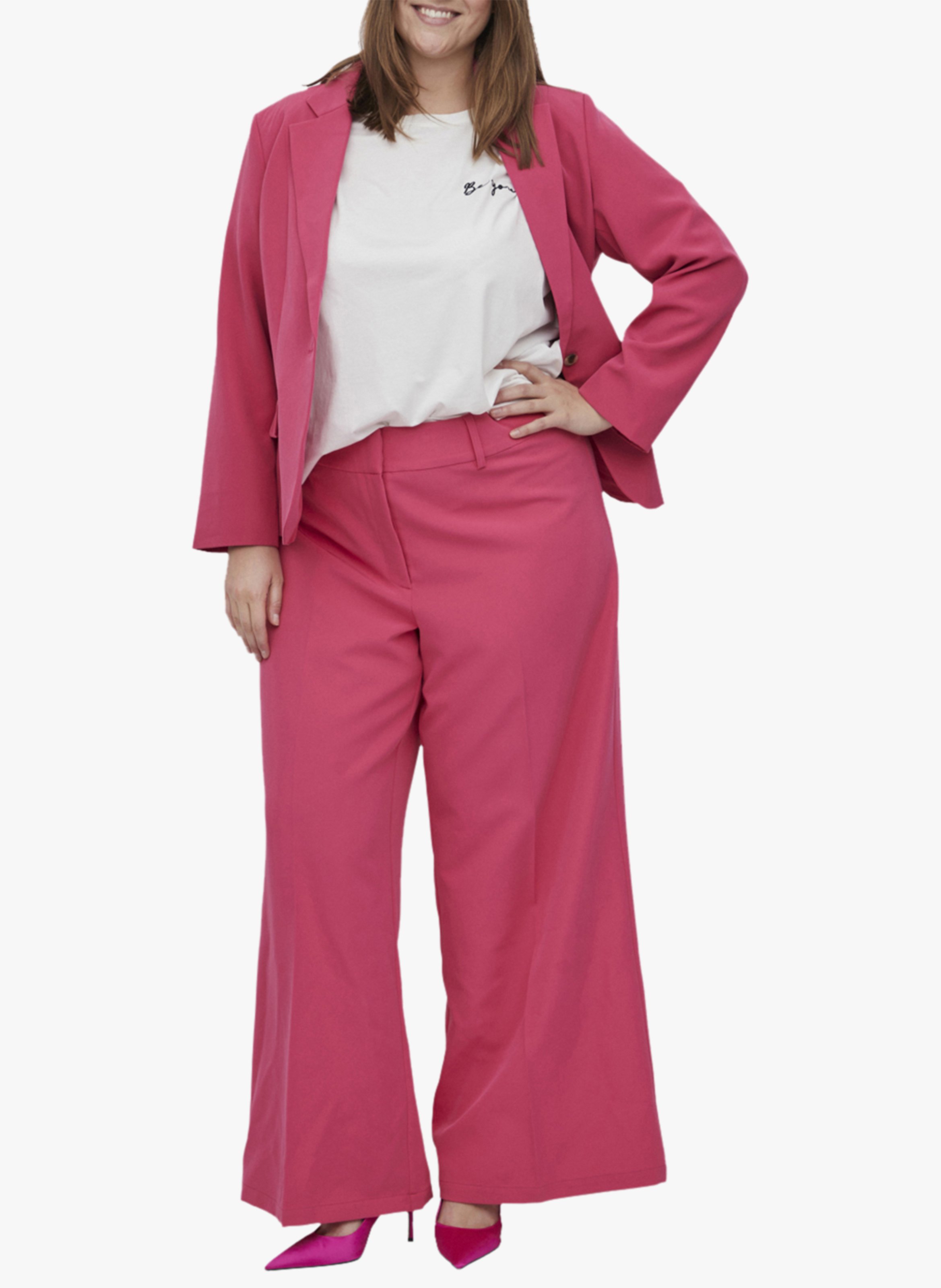 Pantalon large taille haute EVOKED Rose