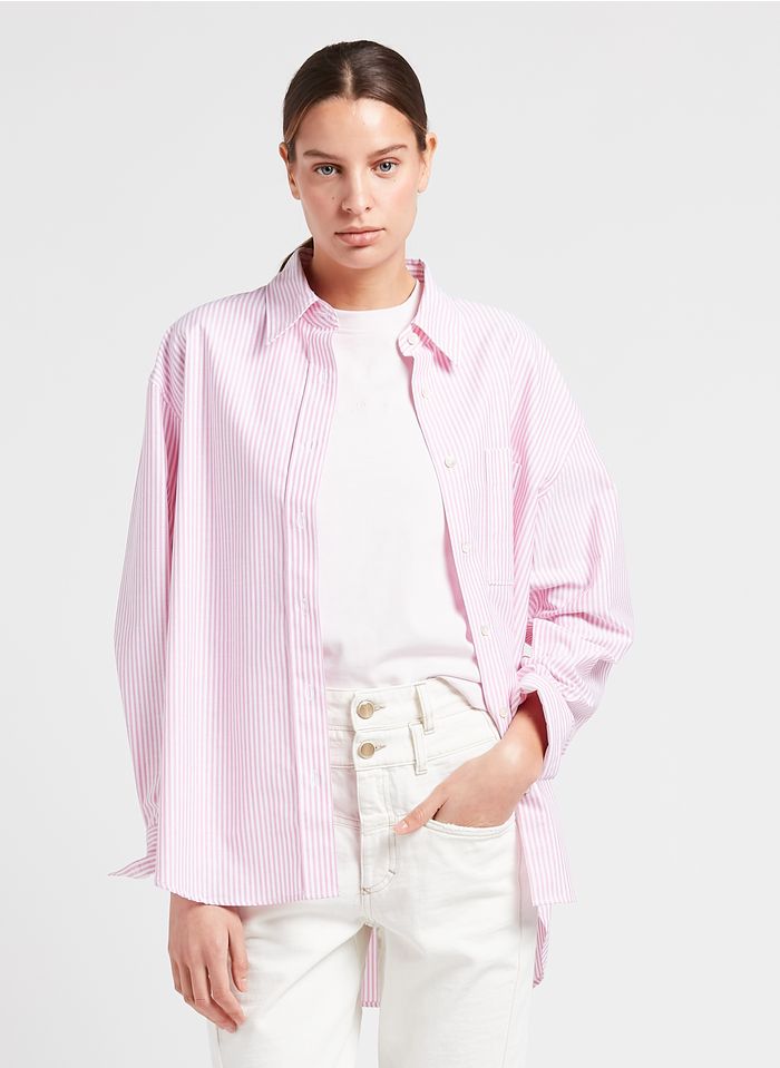 CLOSED Gestreepte blouse van biokatoen met klassieke kraag | Roze