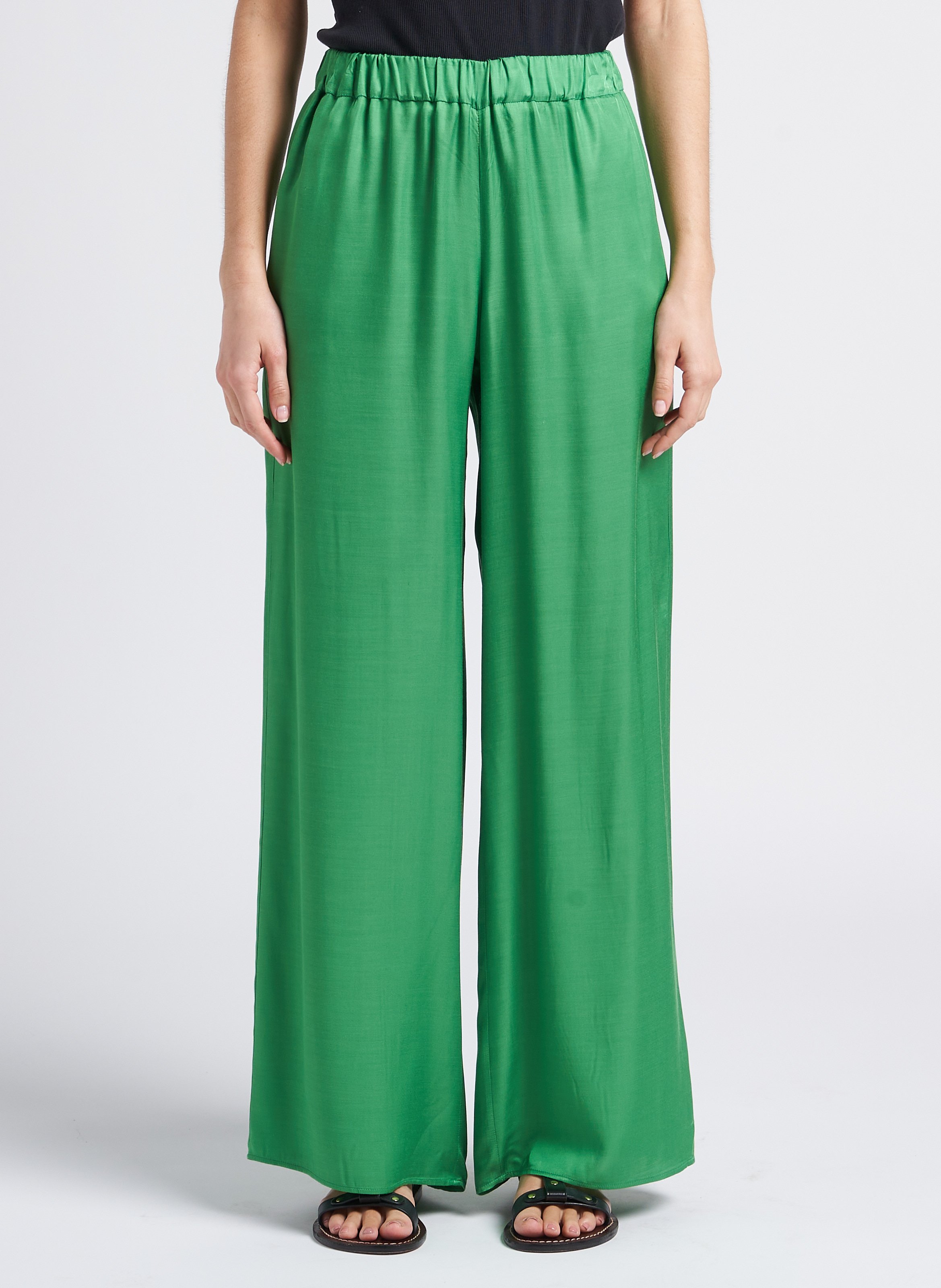 Soepelvallende, wijde broek met hoge taille PENNYBLACK Groen