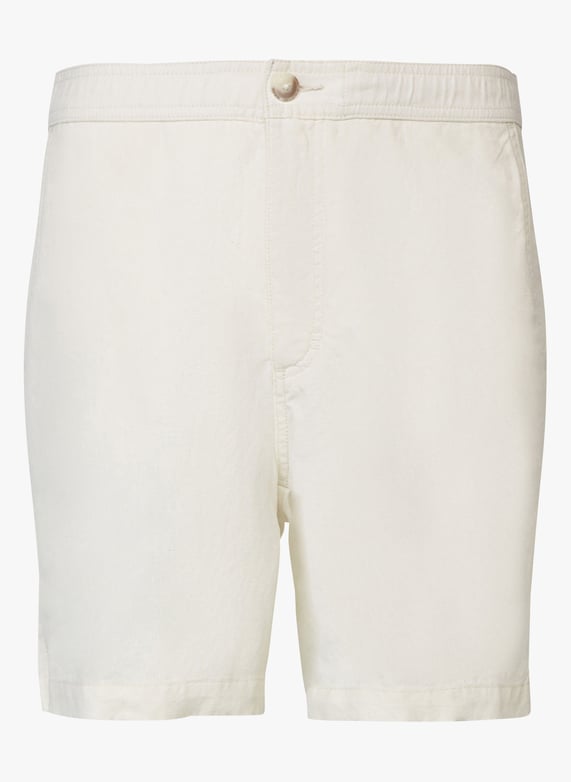 White Straight leg linen blend shorts