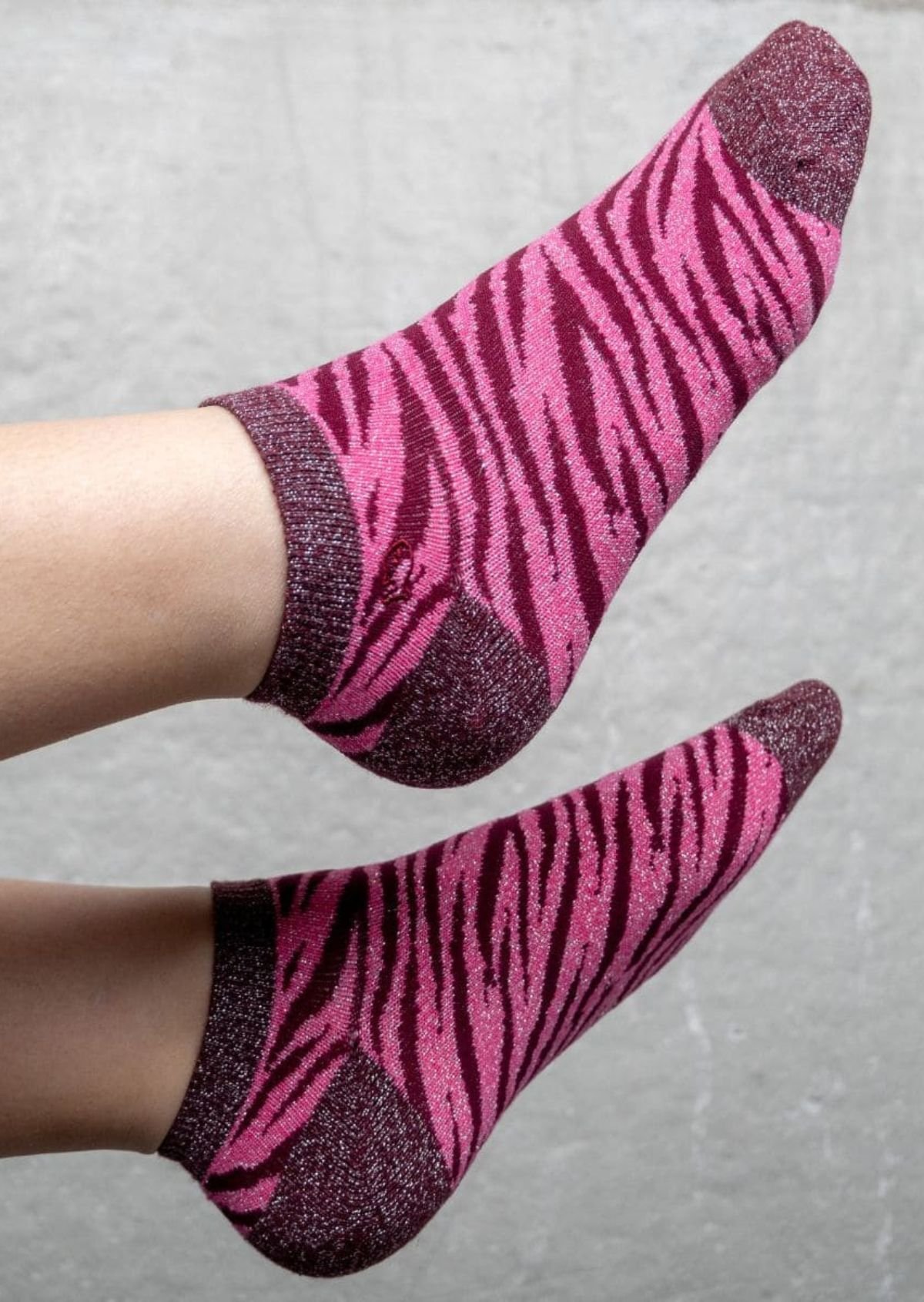 Combed cotton zebra ankle socks BILLYBELT Pink