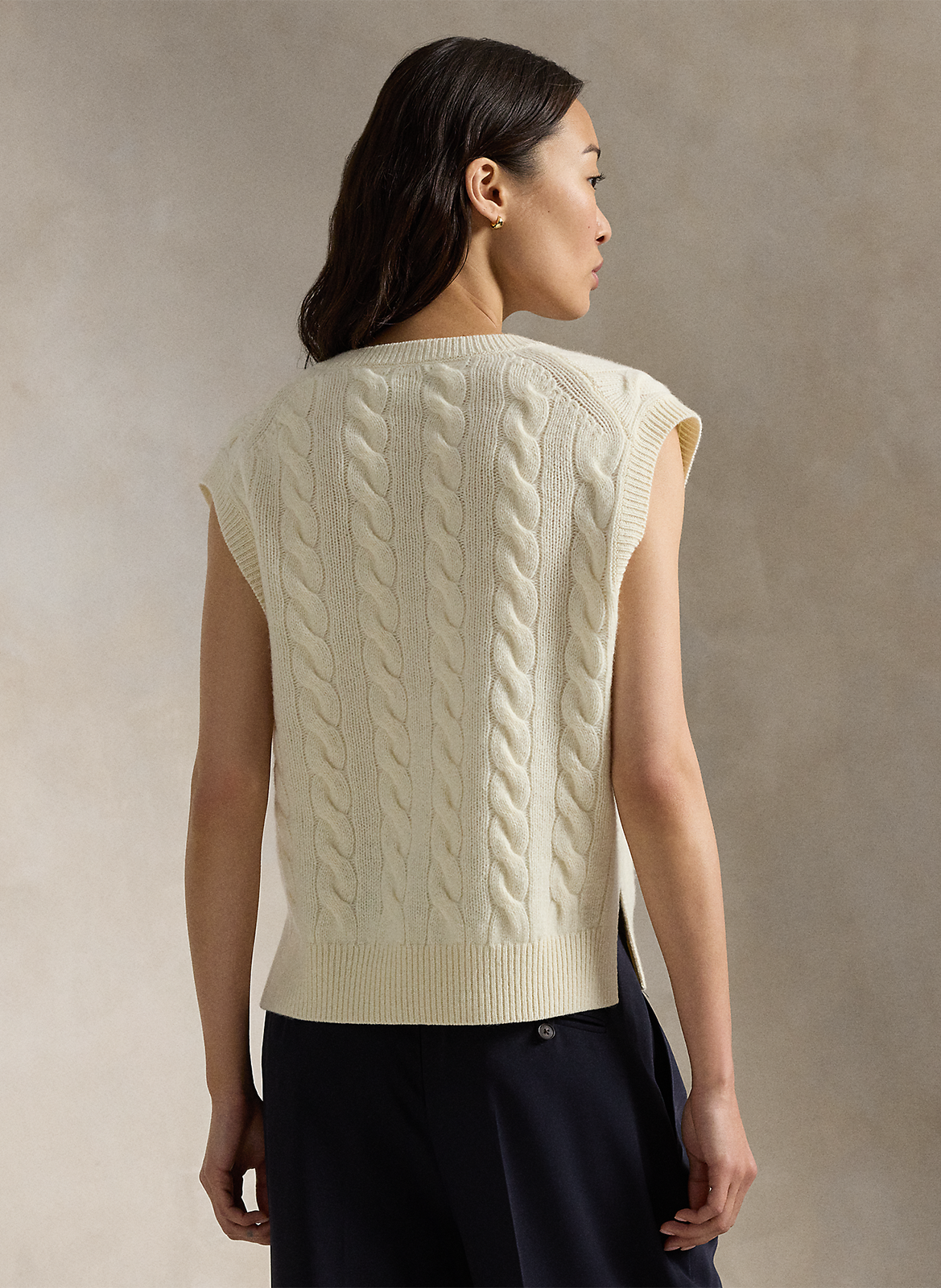 Pull droit col V en laine mélangée POLO RALPH LAUREN Blanc