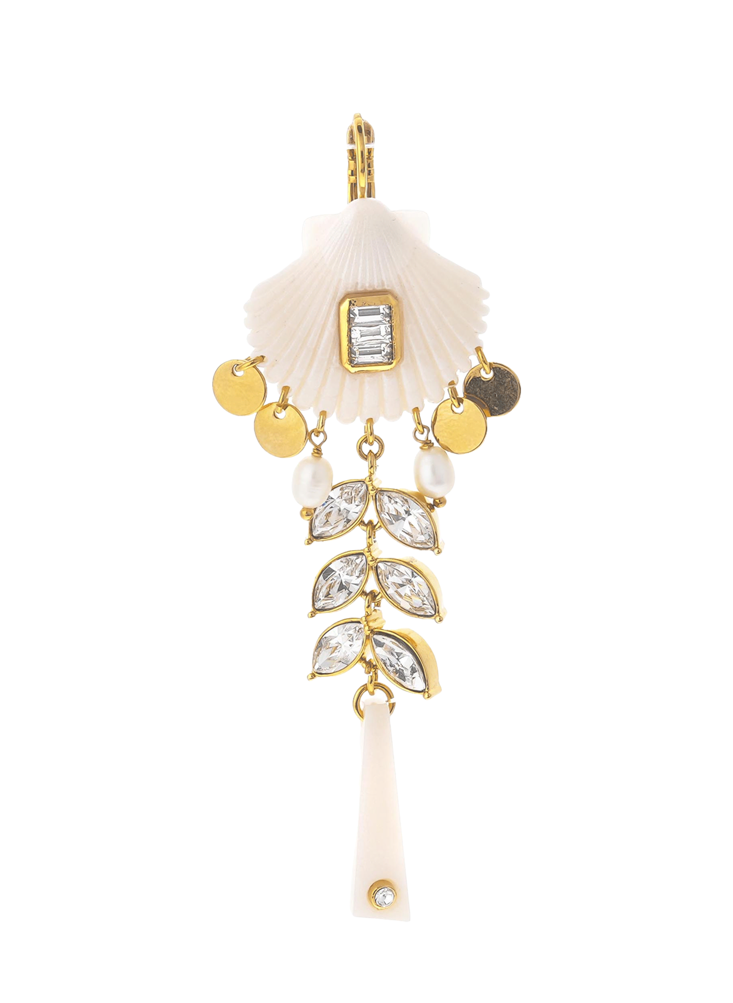 Dangling earrings for pierced ears with pearls HIPANEMA White