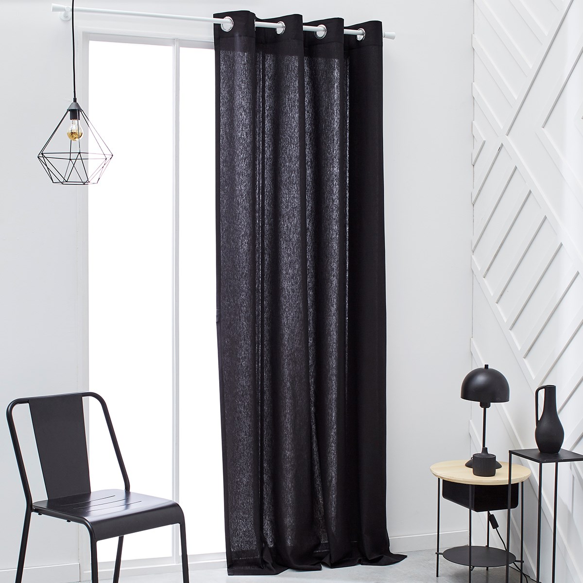 Cotton eyelet curtain TODAY LINGE DE MAISON Black