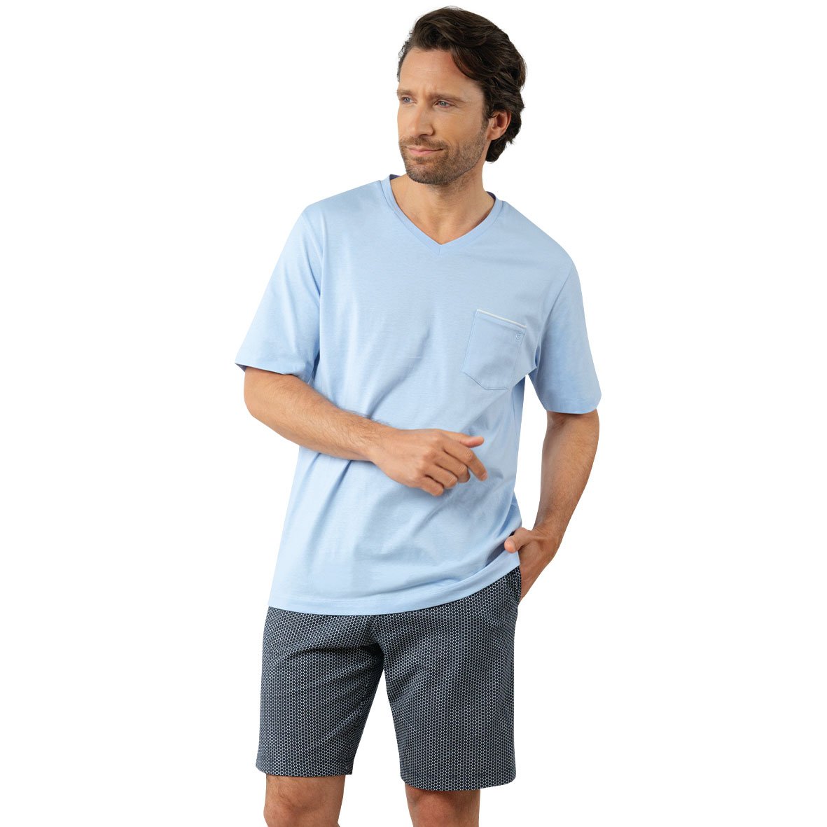 Business short V-neck pyjamas EMINENCE Blue