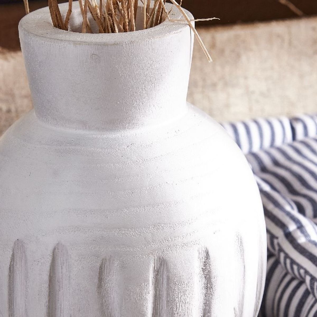 Round wooden vase FACTORY Beige