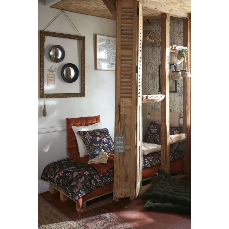 Coussin déco déhoussable 100% coton L'EFFET PAPILLON Multicolored