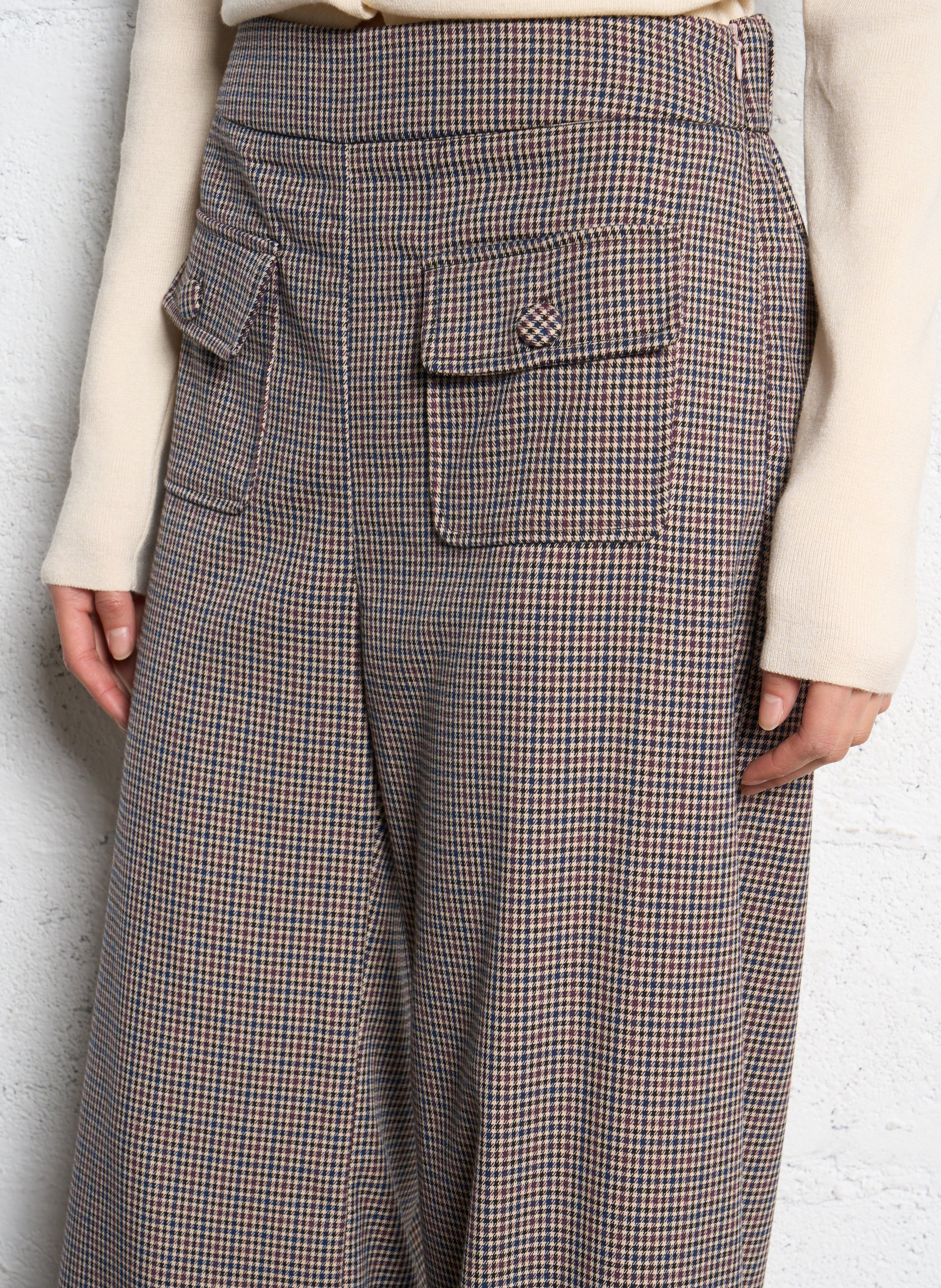 Pantalon large taille haute imprimé SUNCOO Beige