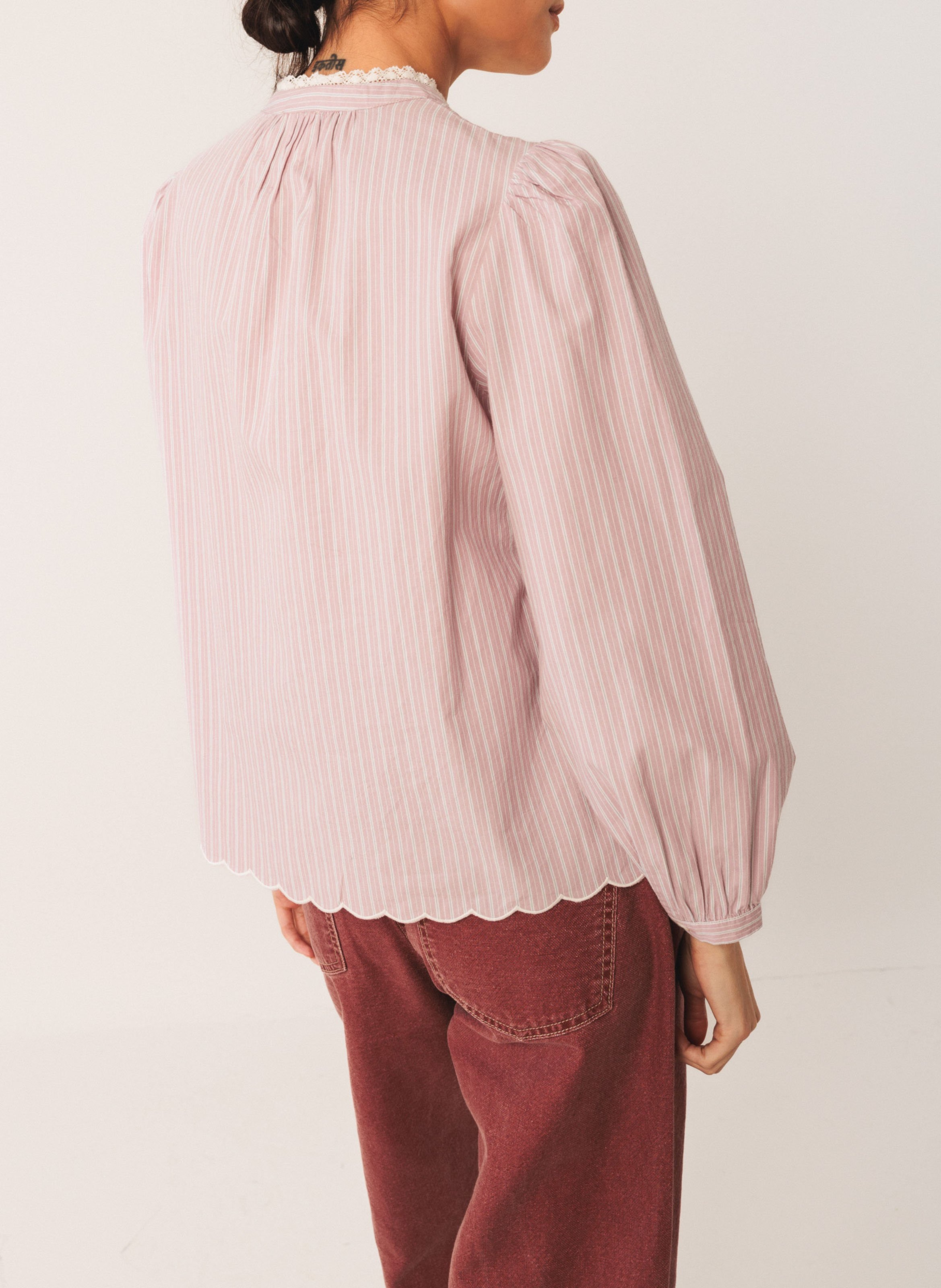 Round-neck cotton blouse INDI &amp; COLD Purple