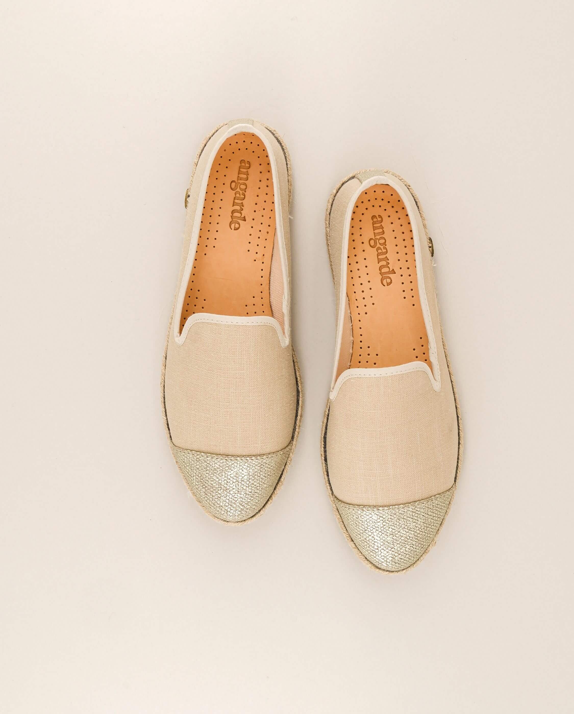 Women's linen espadrilles, golden sand ANGARDE Beige