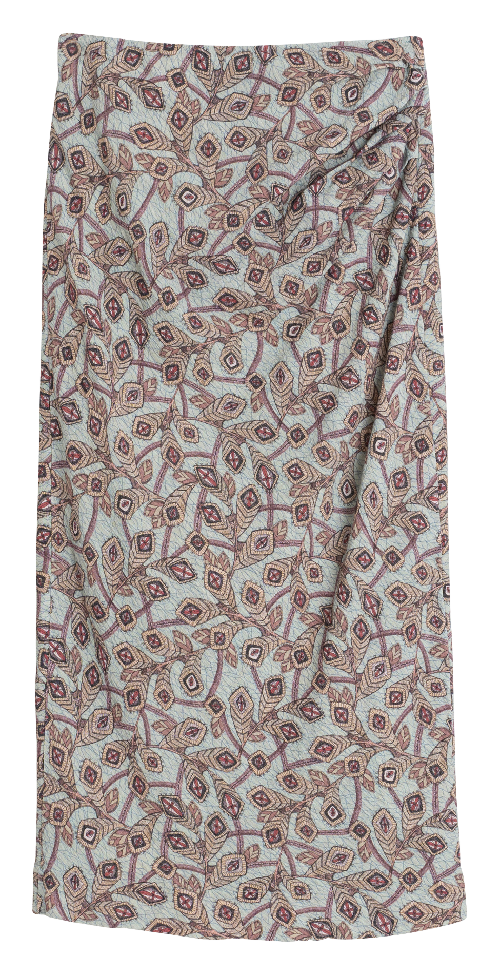 Ruched Midi Skirt with Patterns INDI & COLD Blue