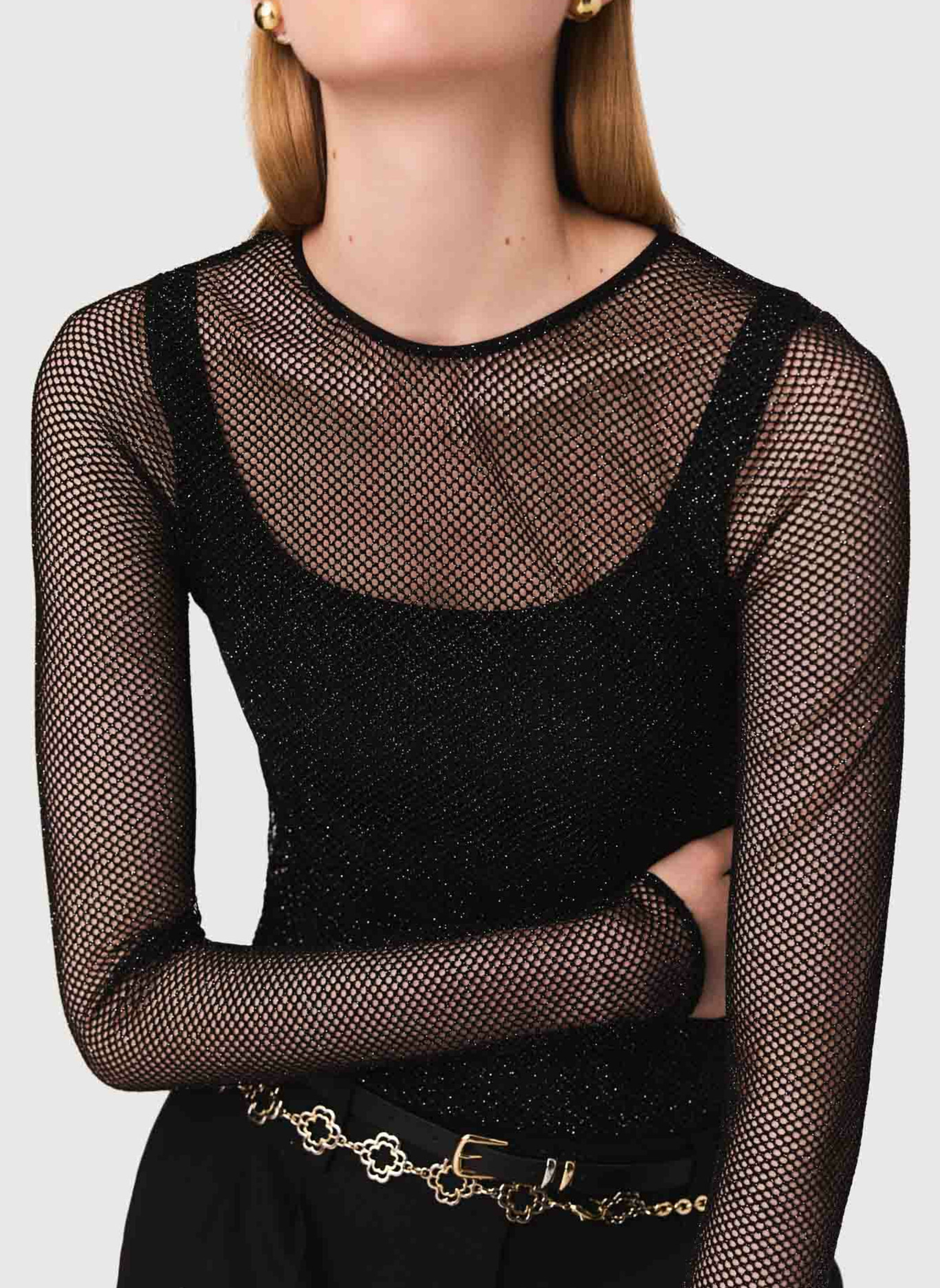 Body manches longues pailleté  MAJE Noir