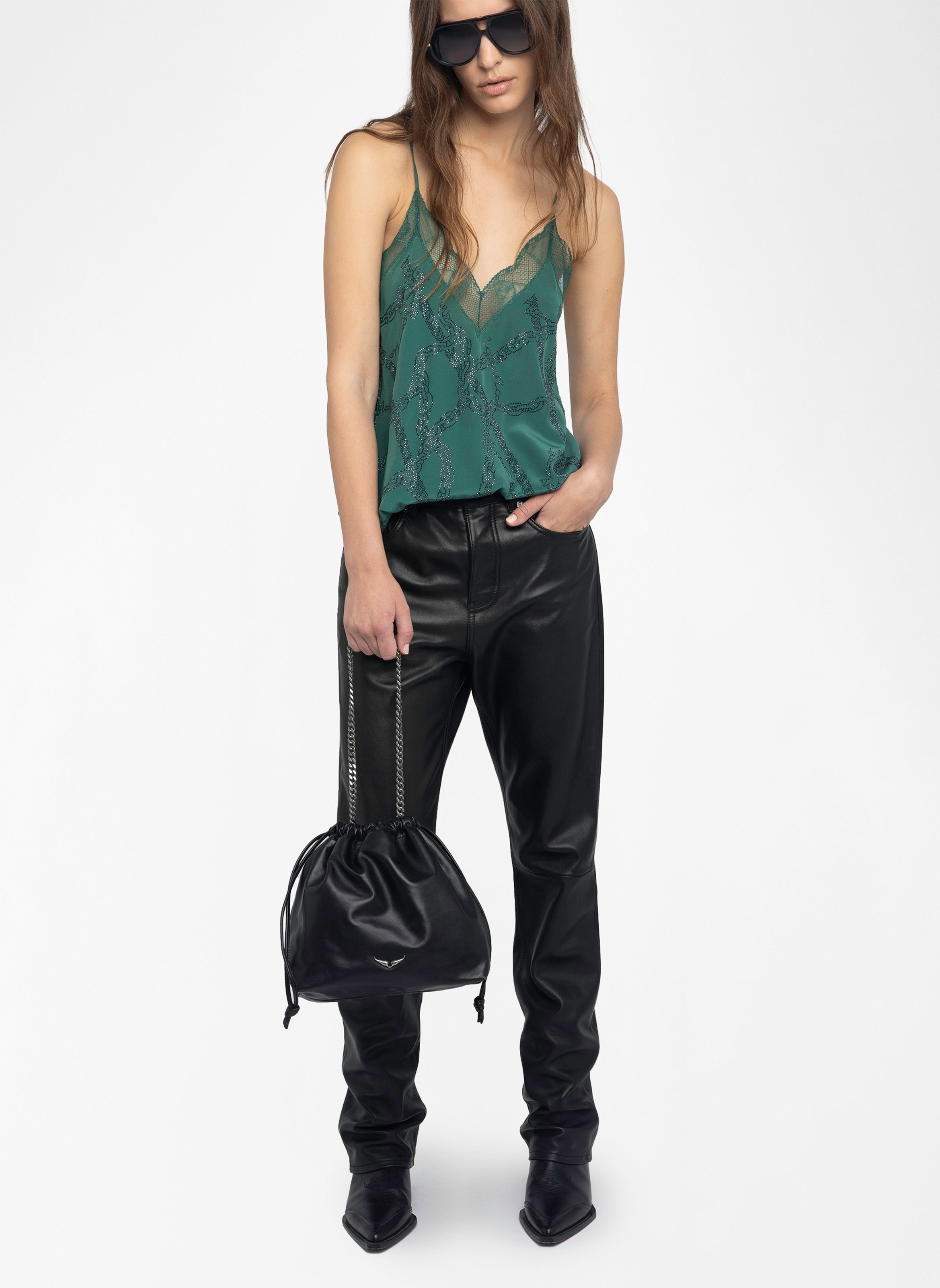 Caraco col V en soie ZADIG&VOLTAIRE Vert