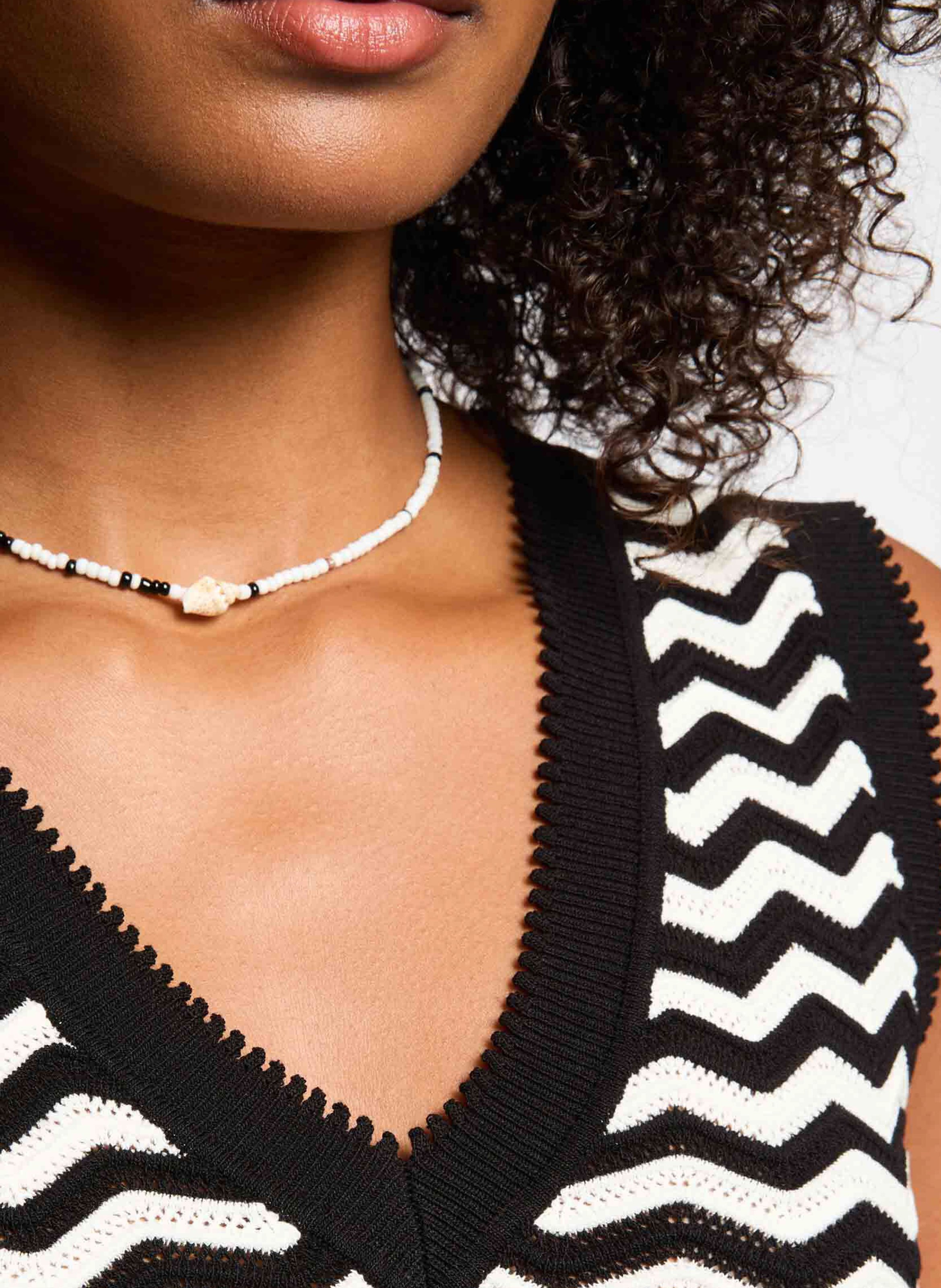 Top col v à rayures MORGAN Noir