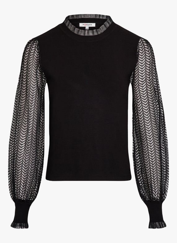 Pullover mit Stehkragen aus Spitze XS - Main Image