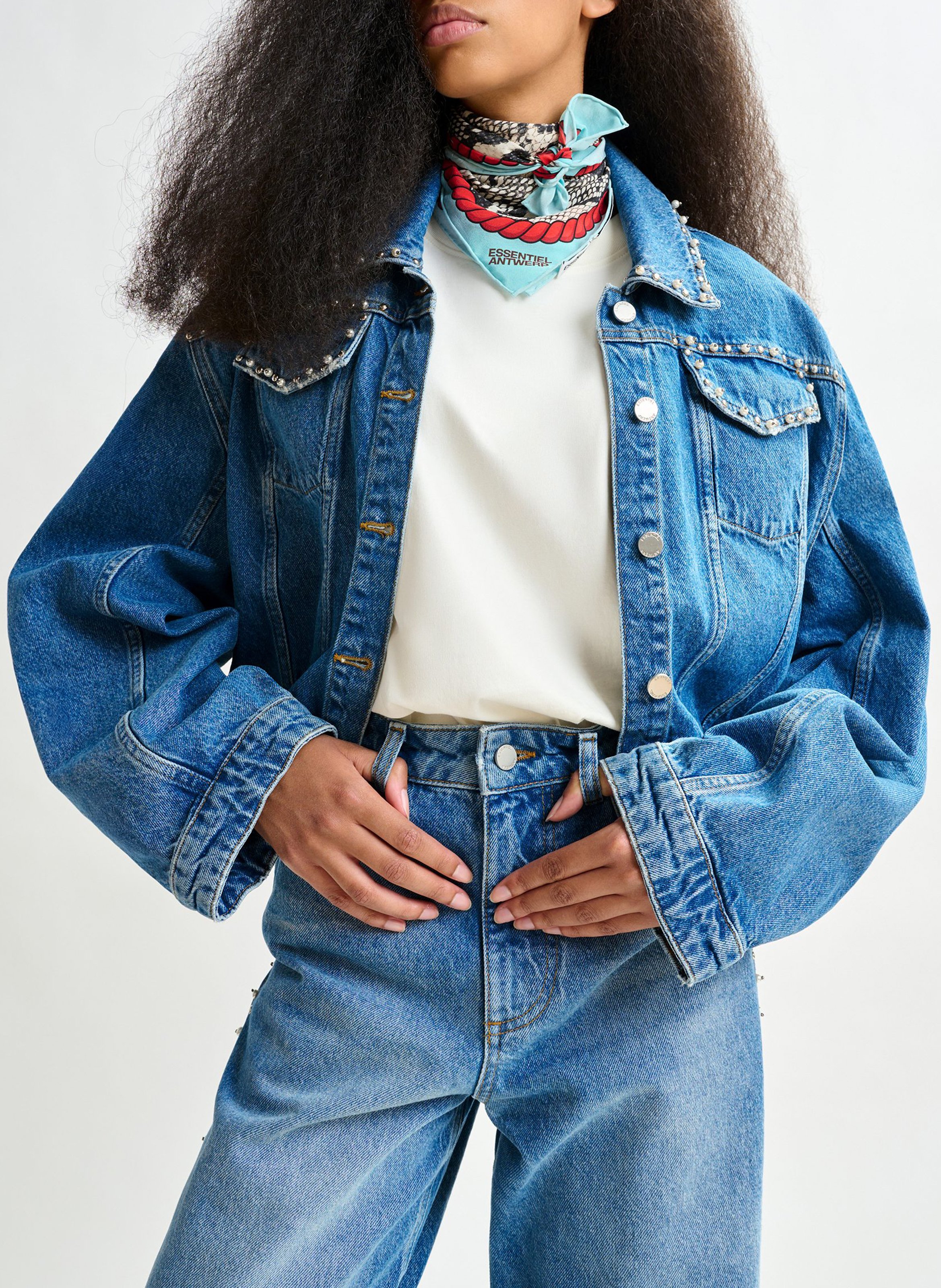 Straight cotton jacket ESSENTIEL ANTWERP Blue