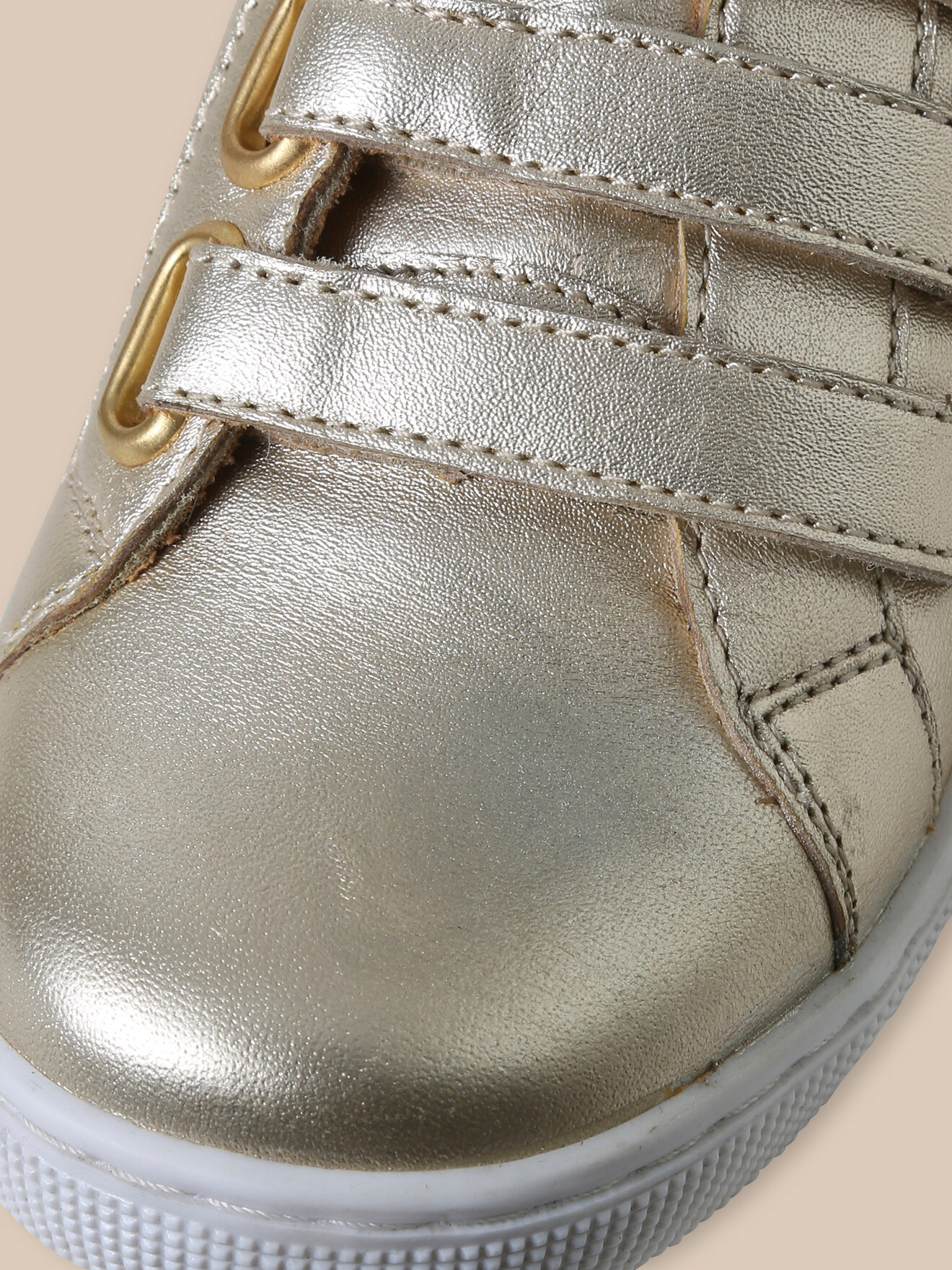 Iridescent leather sneakers CYRILLUS Yellow