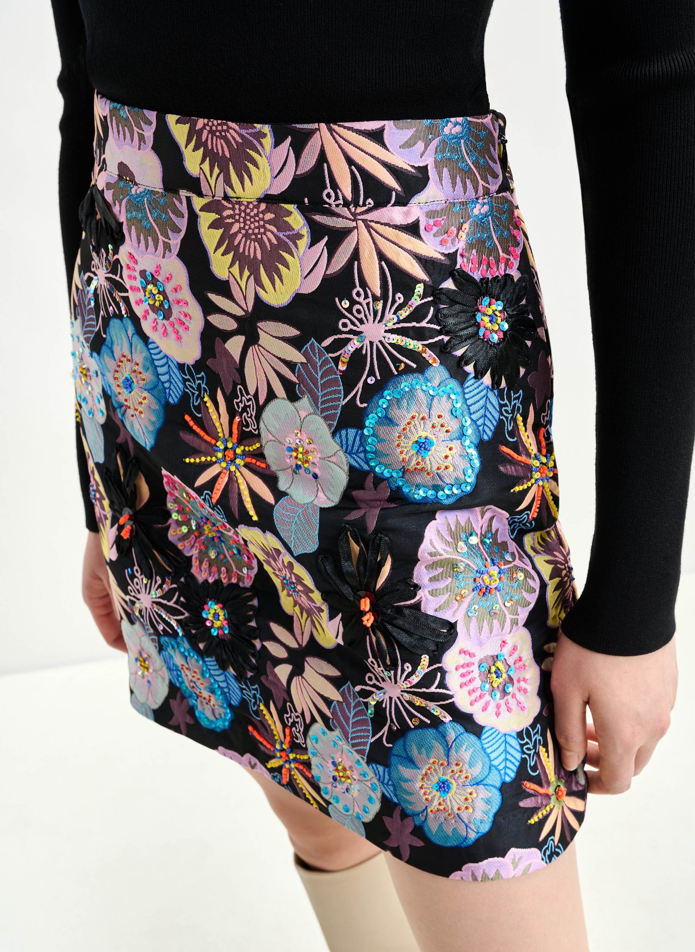 Jupe courte en jacquard brodé ESSENTIEL ANTWERP Multicolore