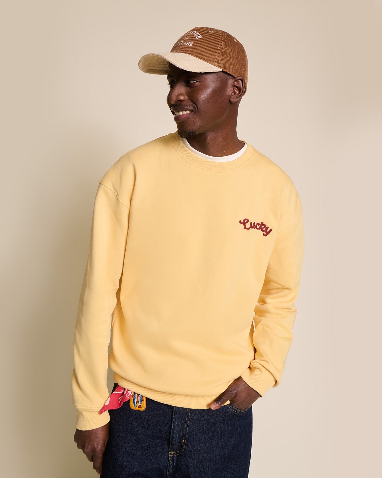 Le sweat lucky is to have you adulte en coton bio EMOI EMOI Jaune