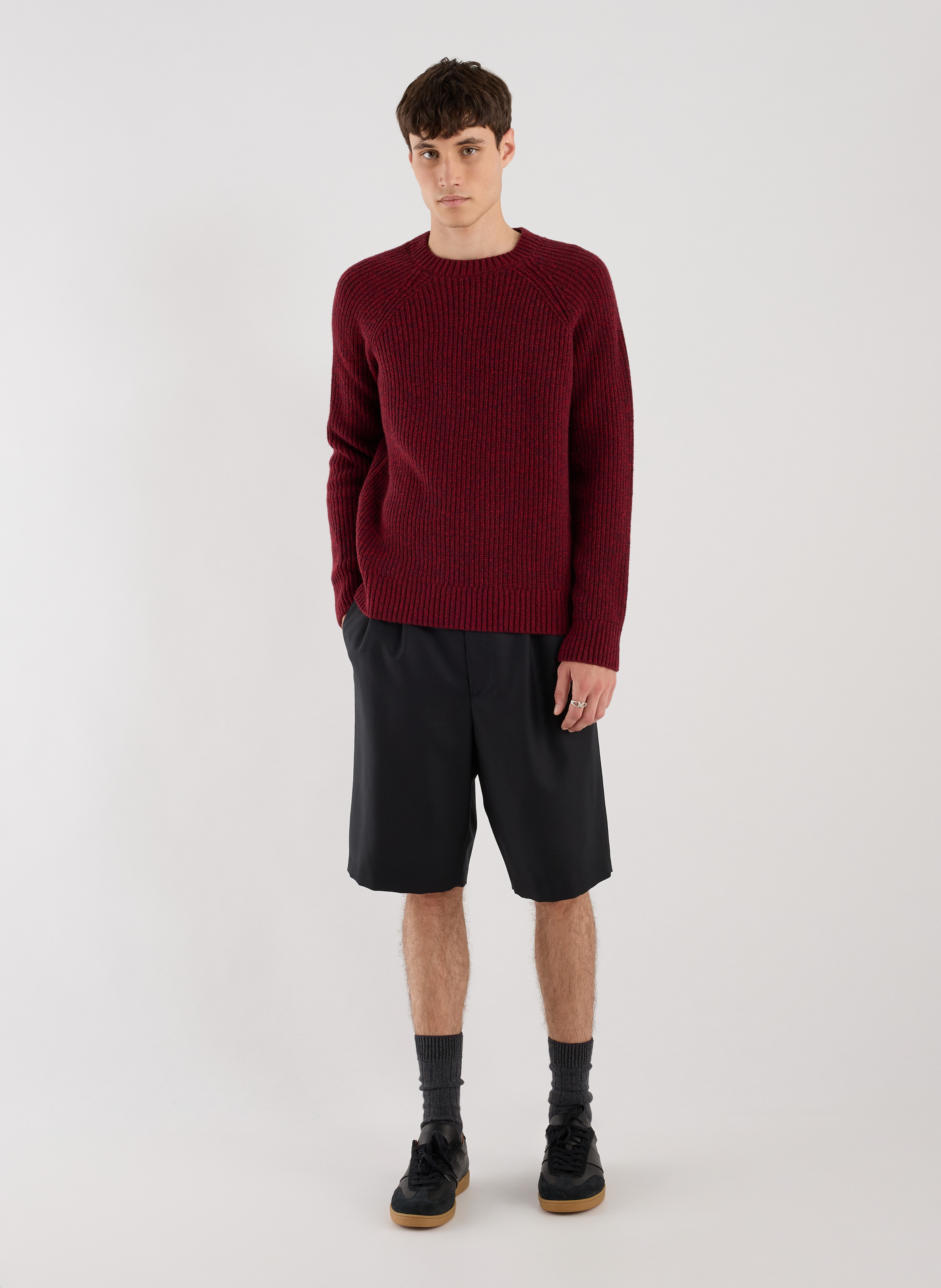 Loose-fit wool-blend sweater with round neck SAISON 1865 Purple