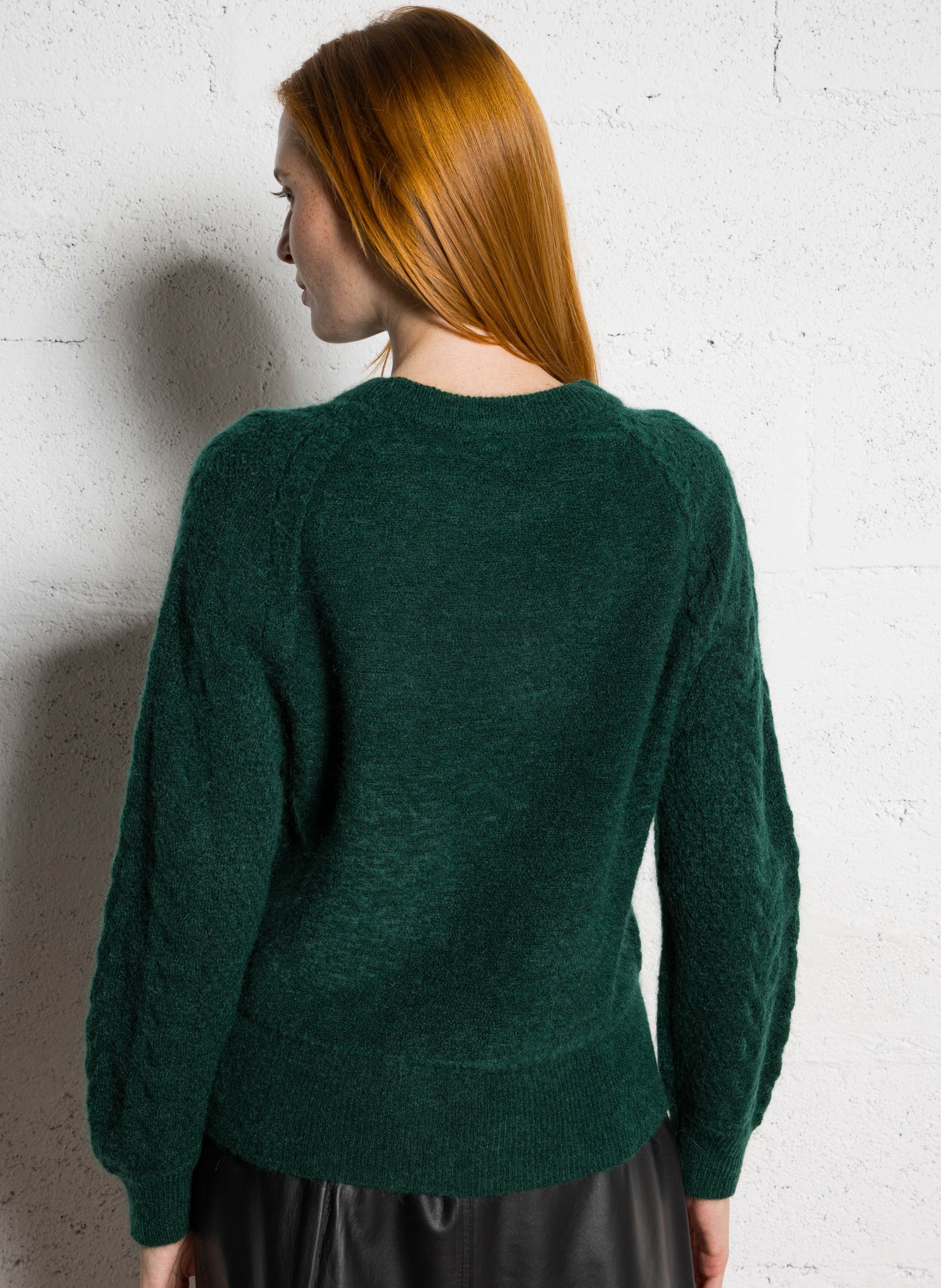 Pull droit col rond en maille MAISON 123 Vert