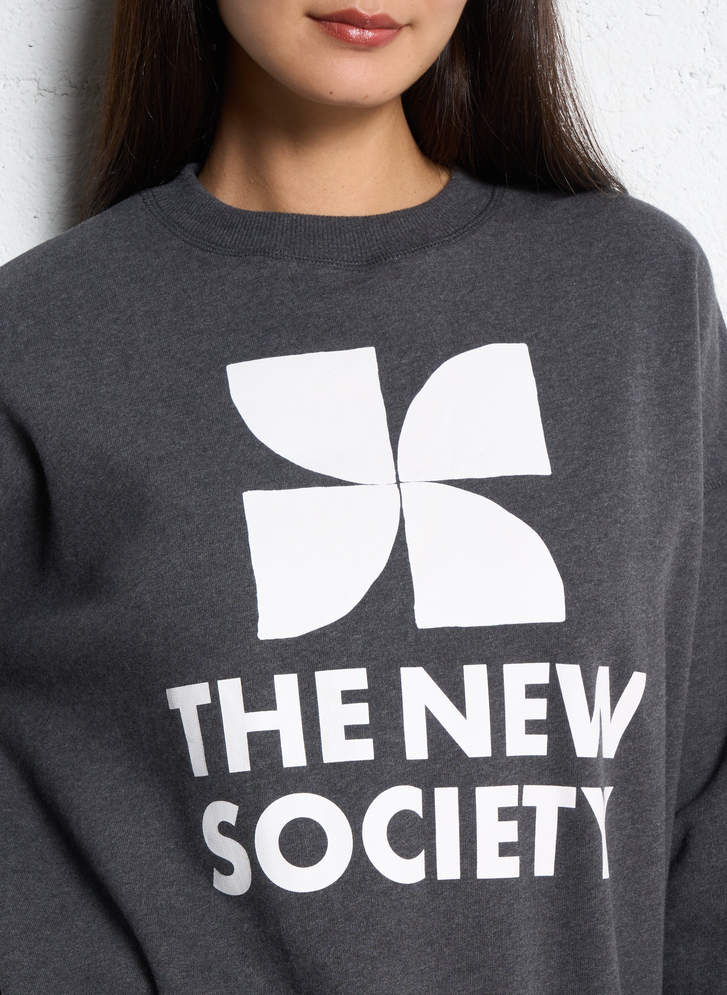 Oversized, katoenen sweater met ronde hals THE NEW SOCIETY Grijs