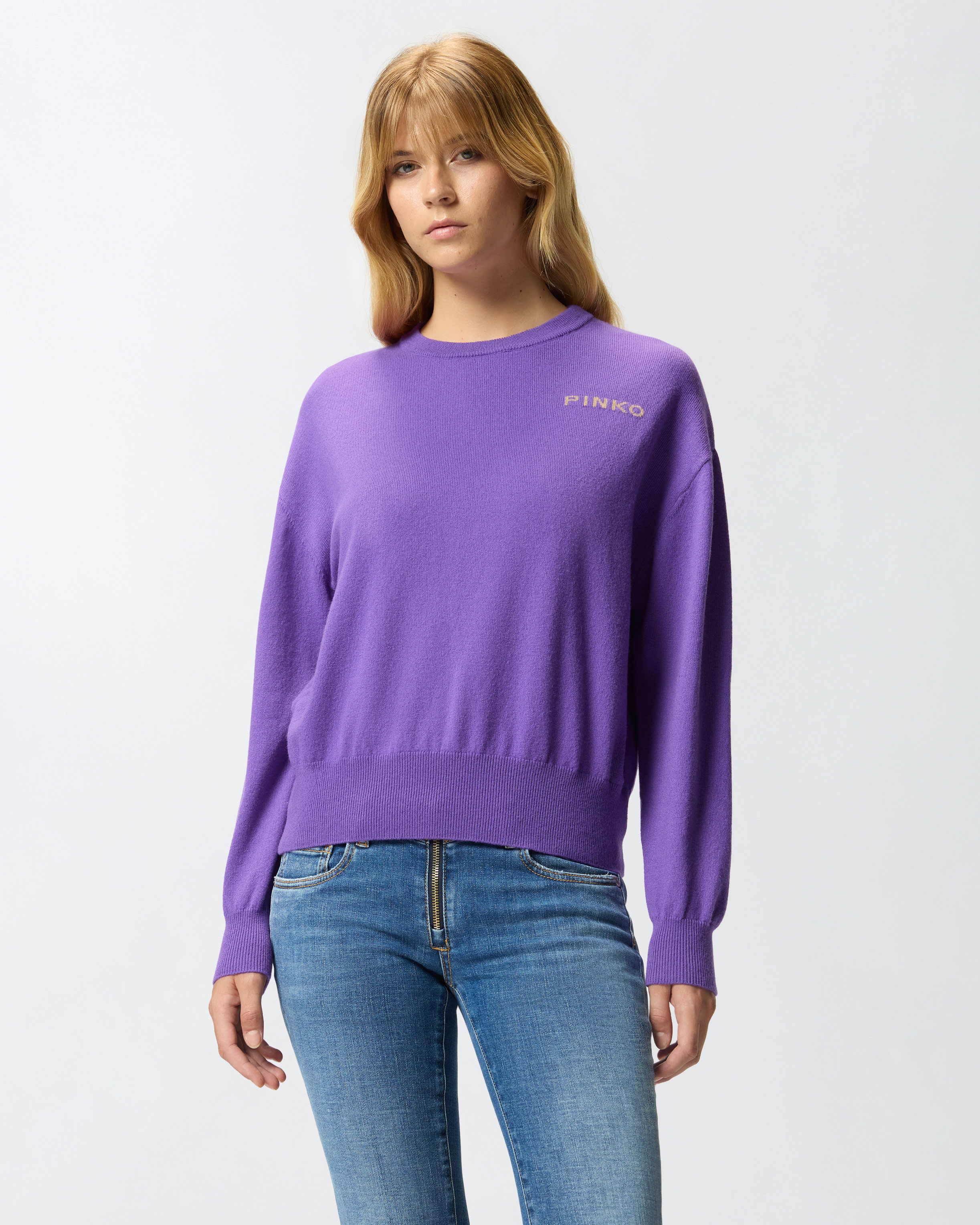 Sweater with maxi love birds logo PINKO