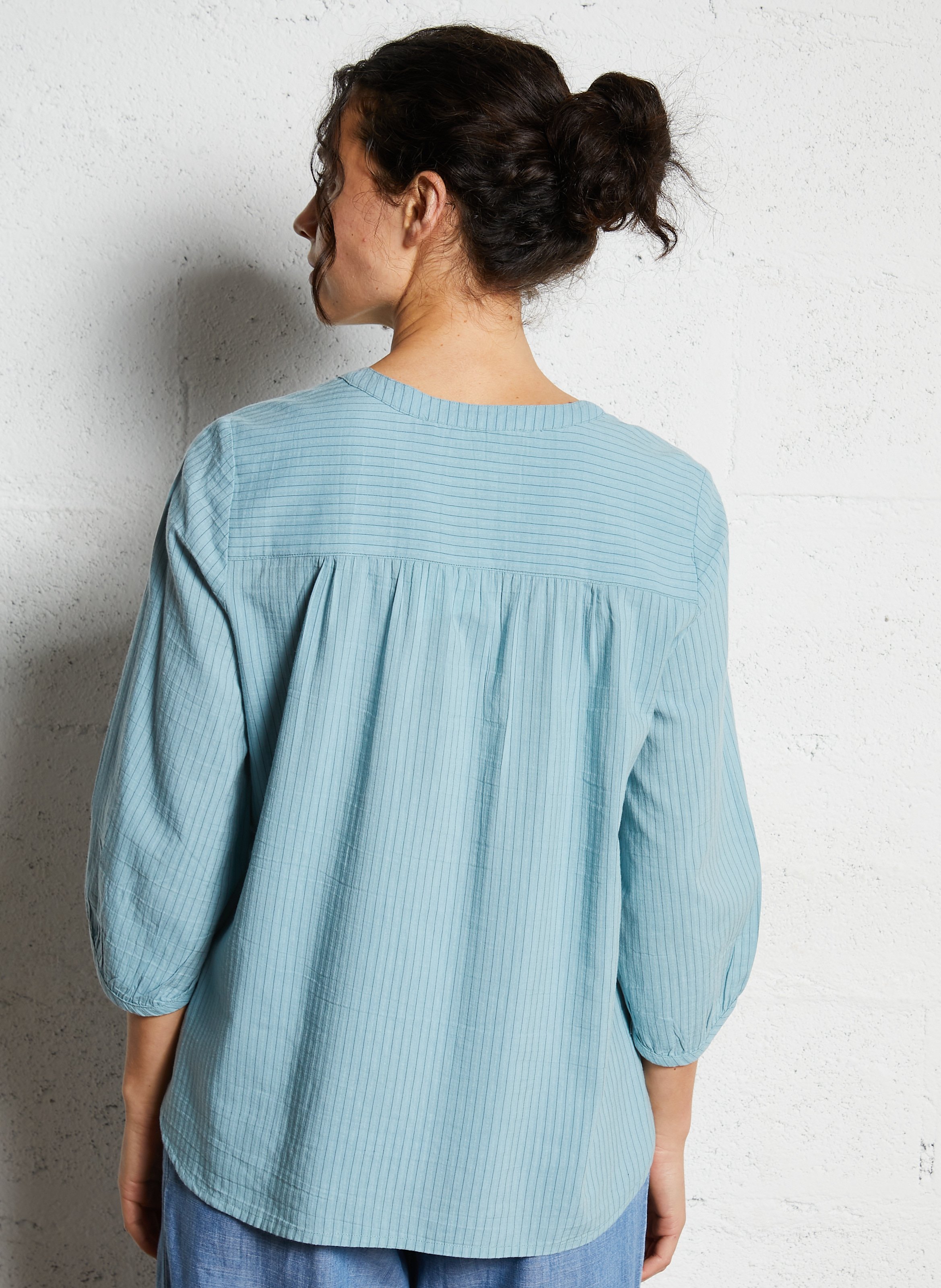 Gestreepte, katoenen top met ronde hals NICE THINGS Blauw