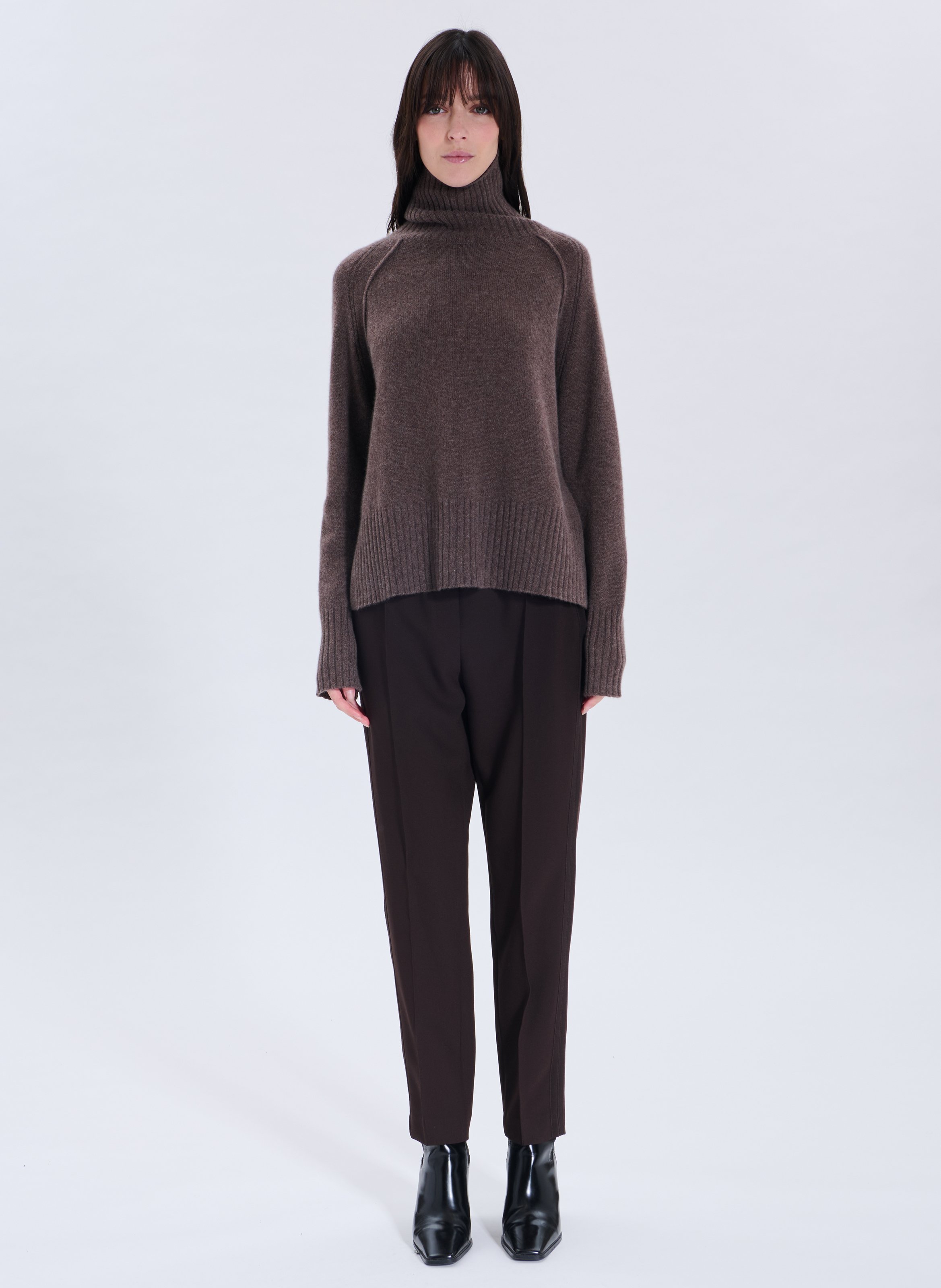 Pull col roulé en cachemire ZAPA Marron