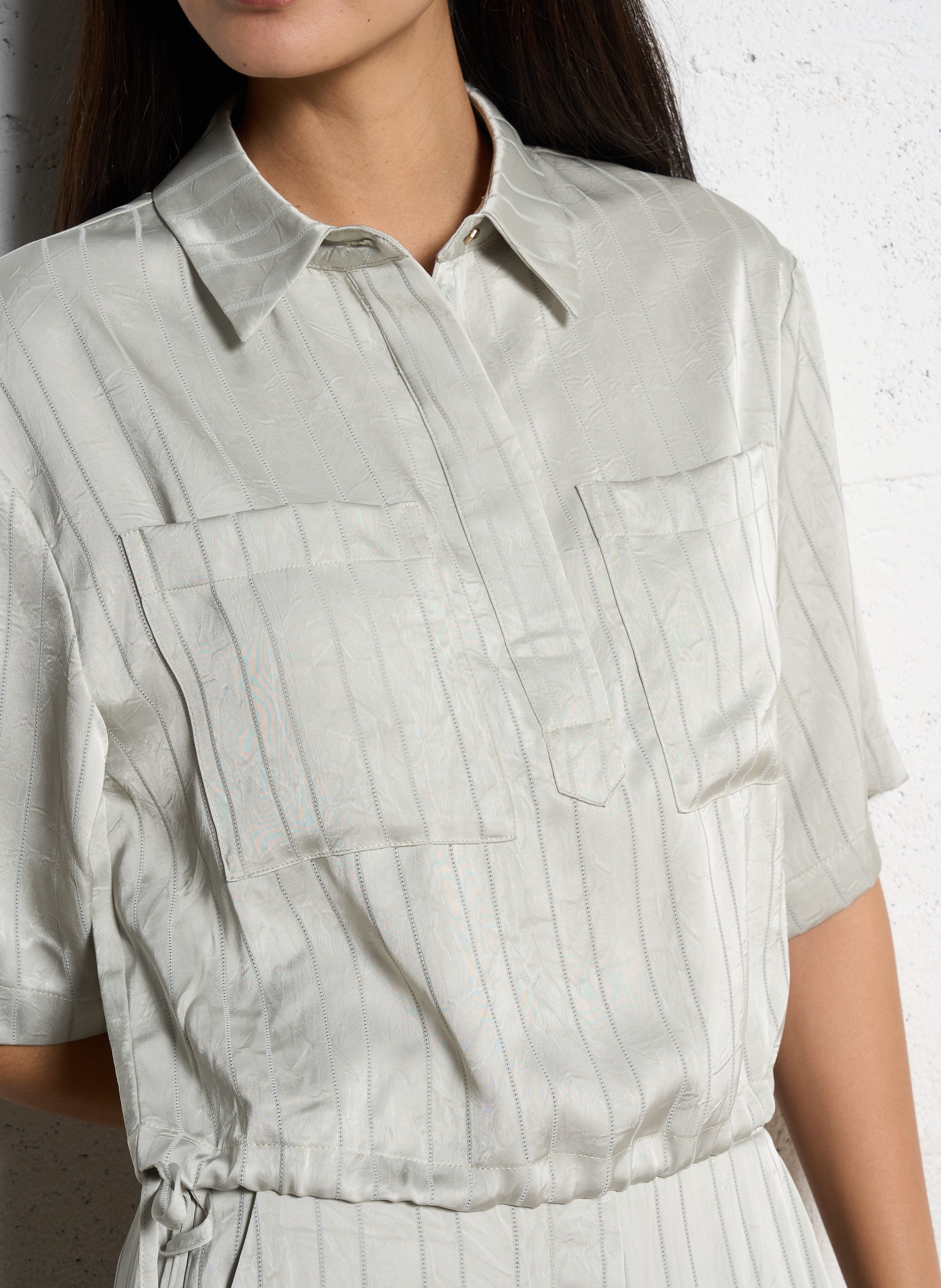 Blouse droite en fibres recyclées rayées SUNCOO Vert