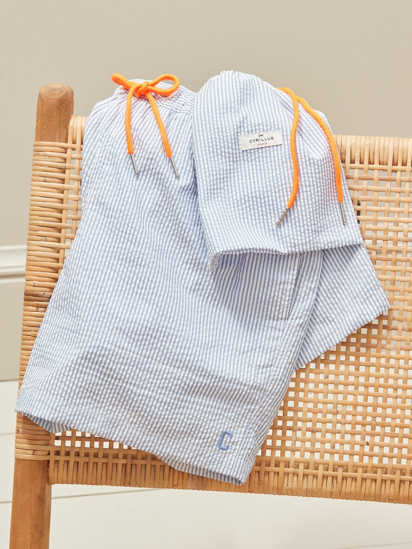 Striped seersucker swim shorts CYRILLUS Blue