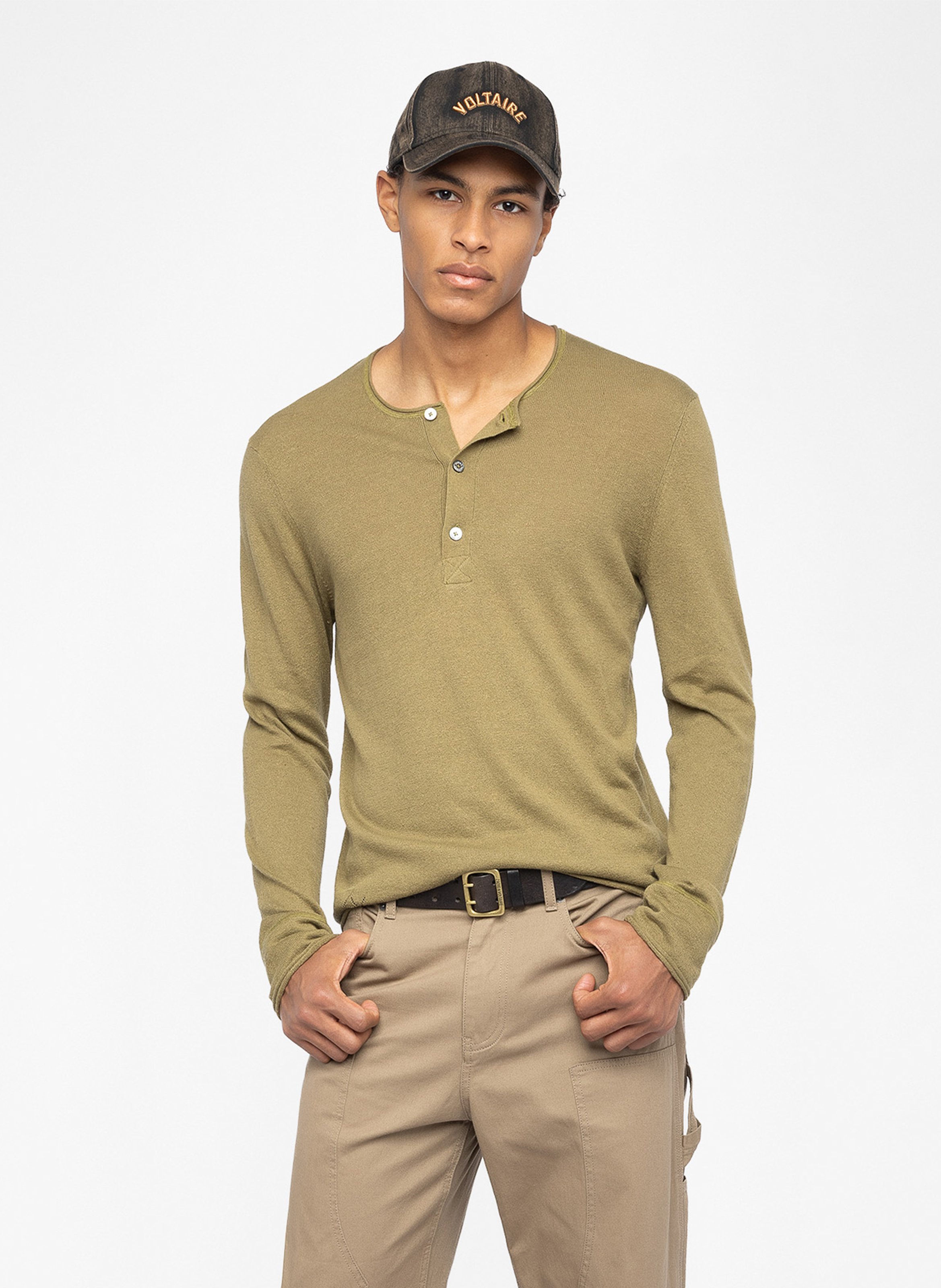 <p>Straight fit round neck top in linen and cotton blend</p> ZADIG&VOLTAIRE