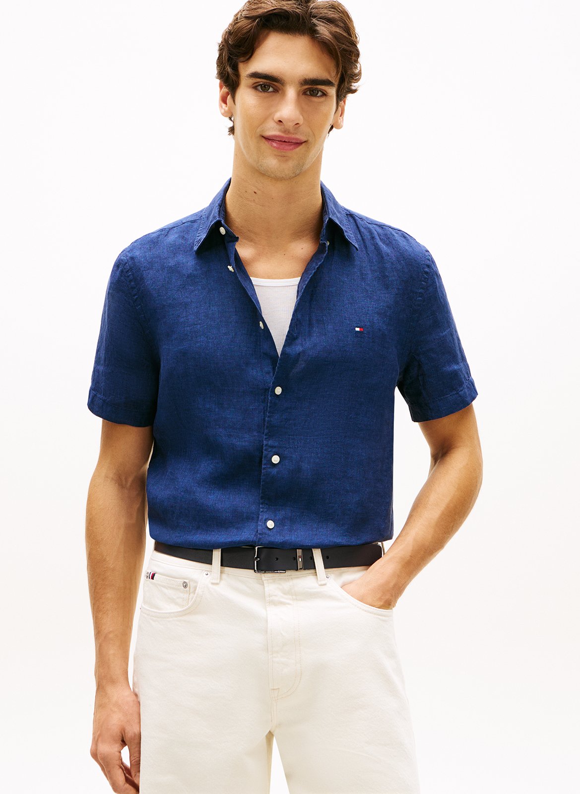 Chemise droite col classique en lin TOMMY HILFIGER