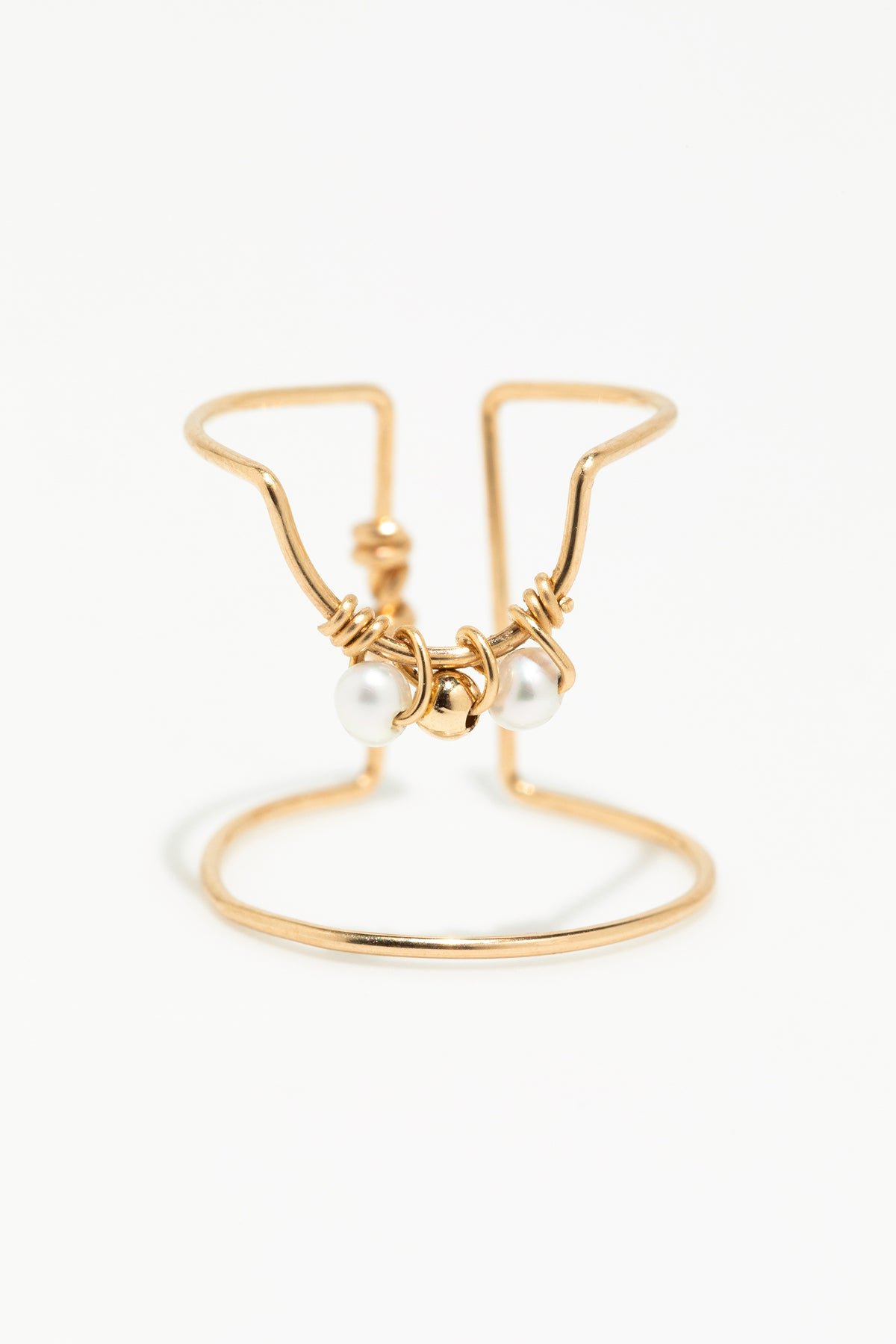 Nail ring with woven beads YAY Golden