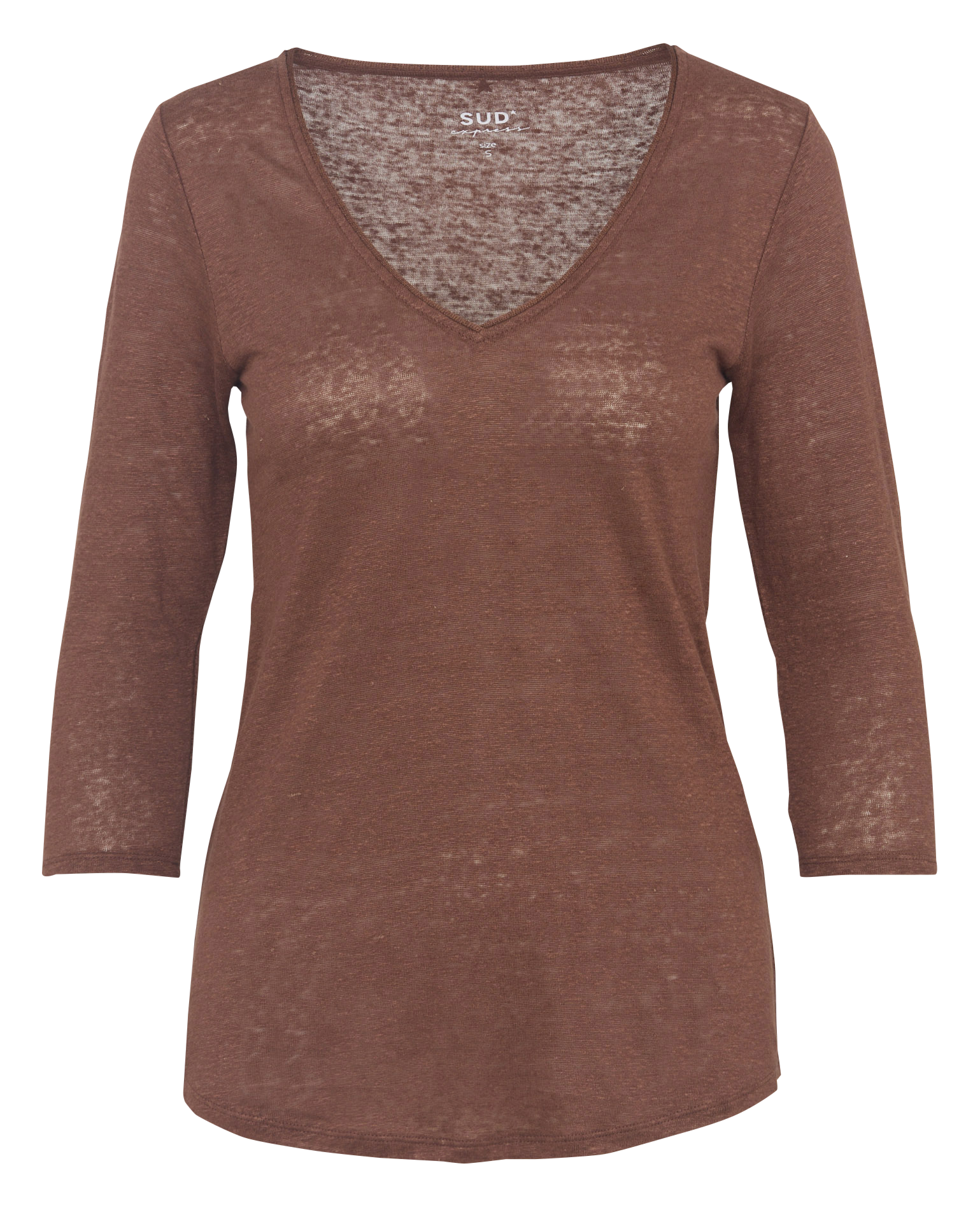 Meliertes T-Shirt mit V-Ausschnitt aus Leinen SUD EXPRESS