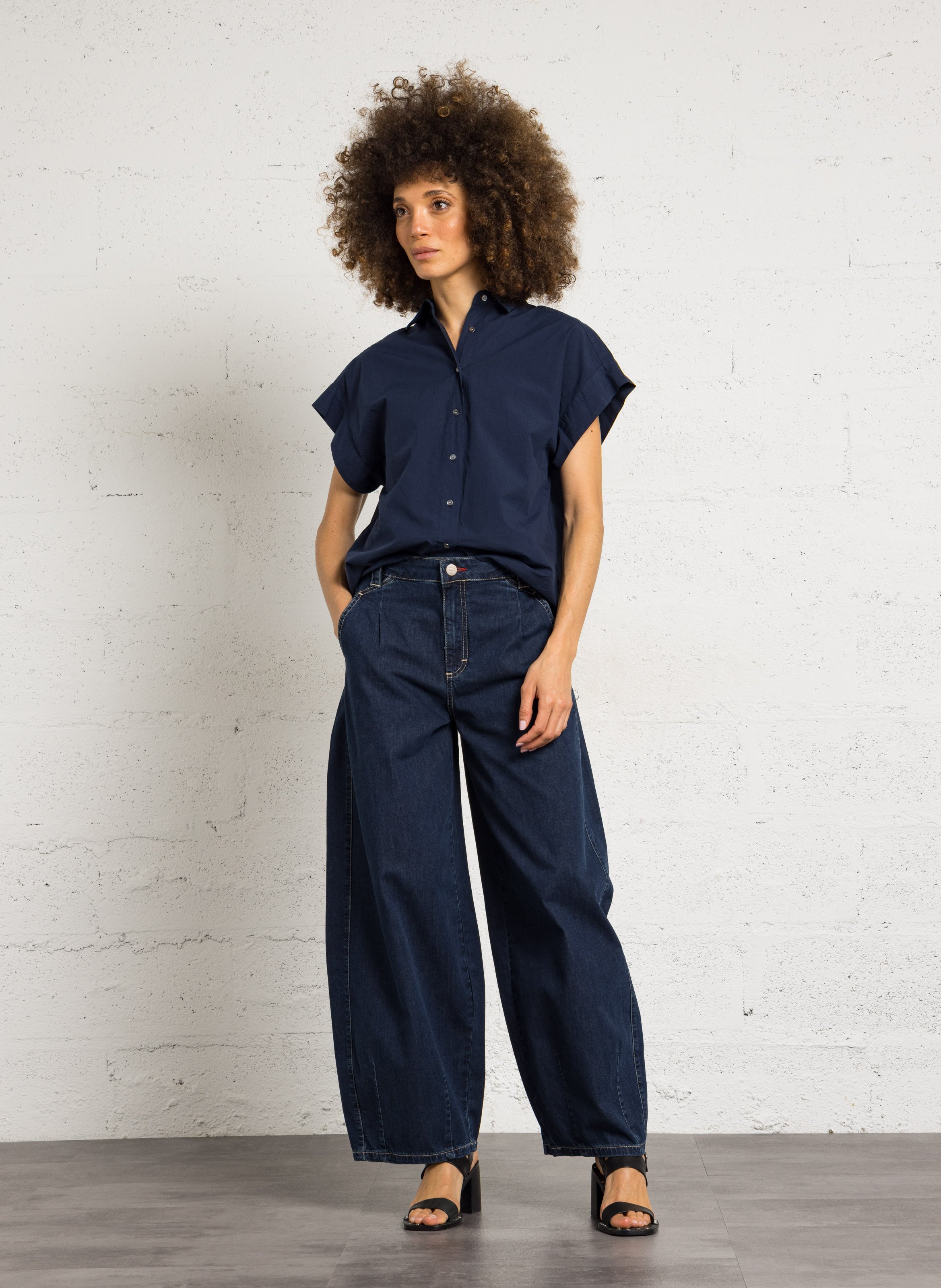 Chemise droite col classique en coton HARTFORD Bleu