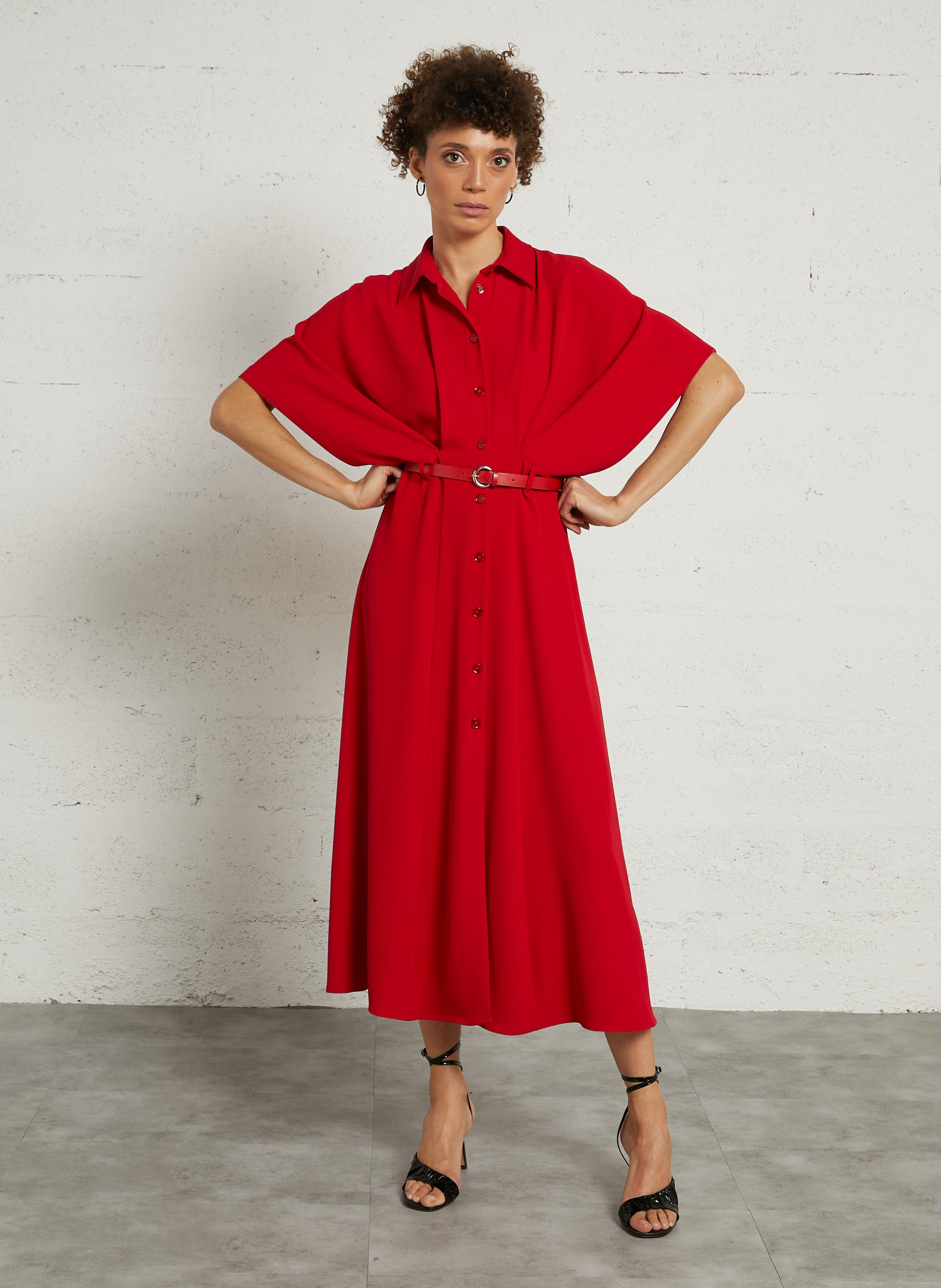 Long dress with classic collar IMPERIAL Red