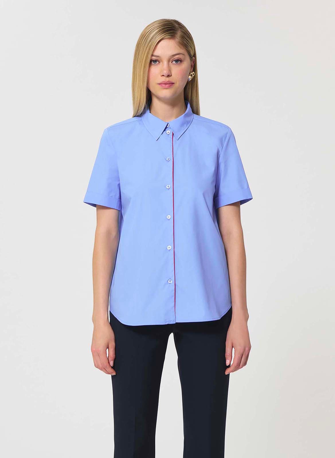 Fitted cotton shirt with classic collar TARA JARMON Blue