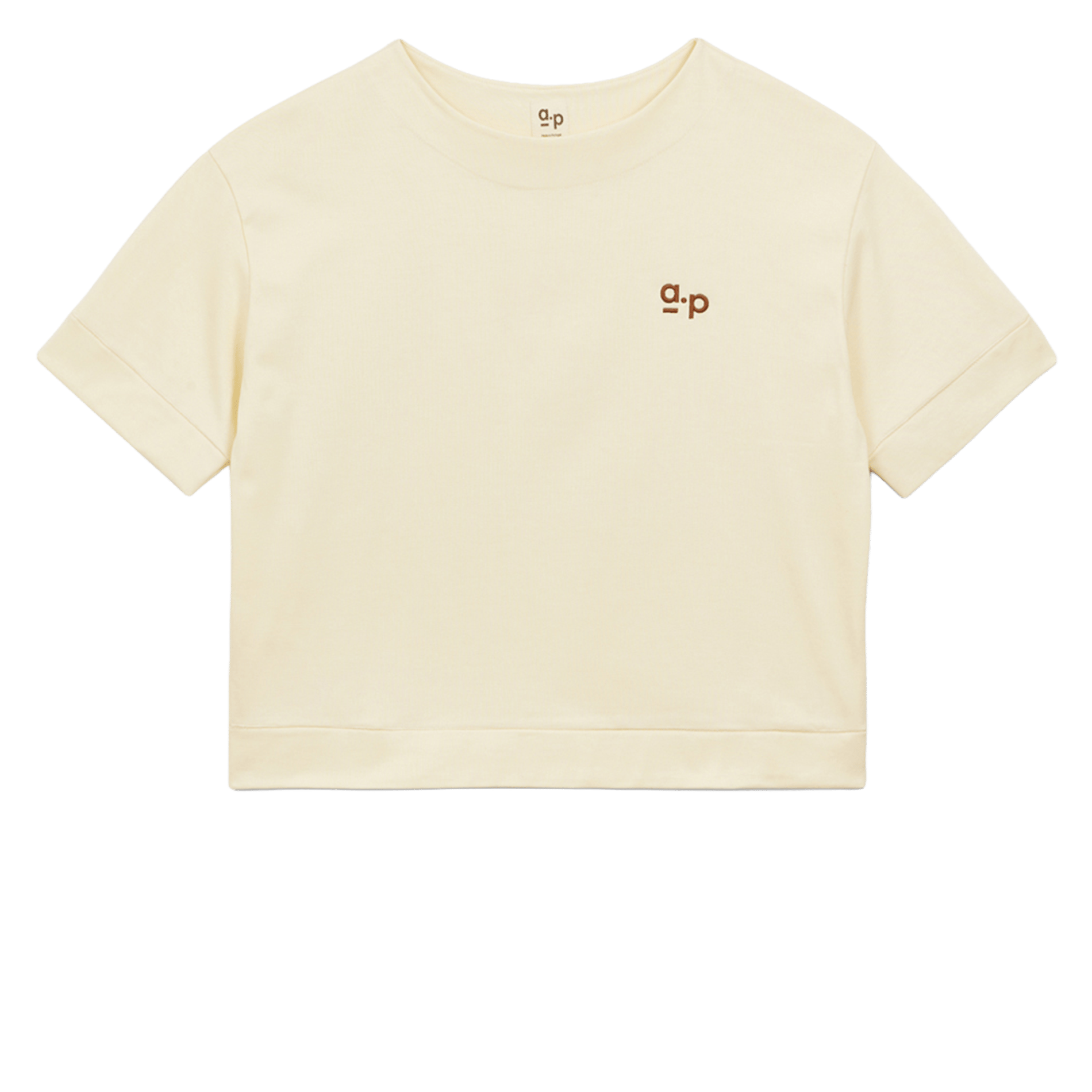 Weites T-Shirt mit Bruststickerei. A.P Beige