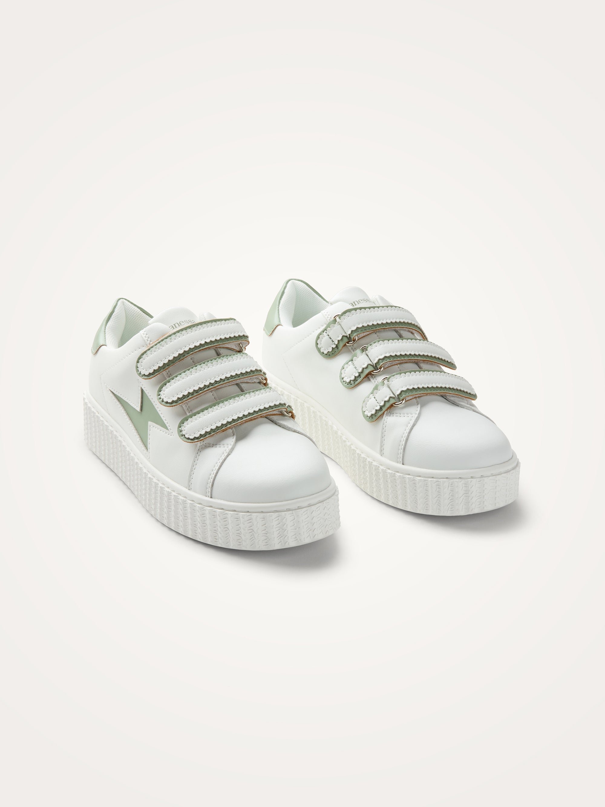 Low sneakers with scalloped Velcro straps Khaki