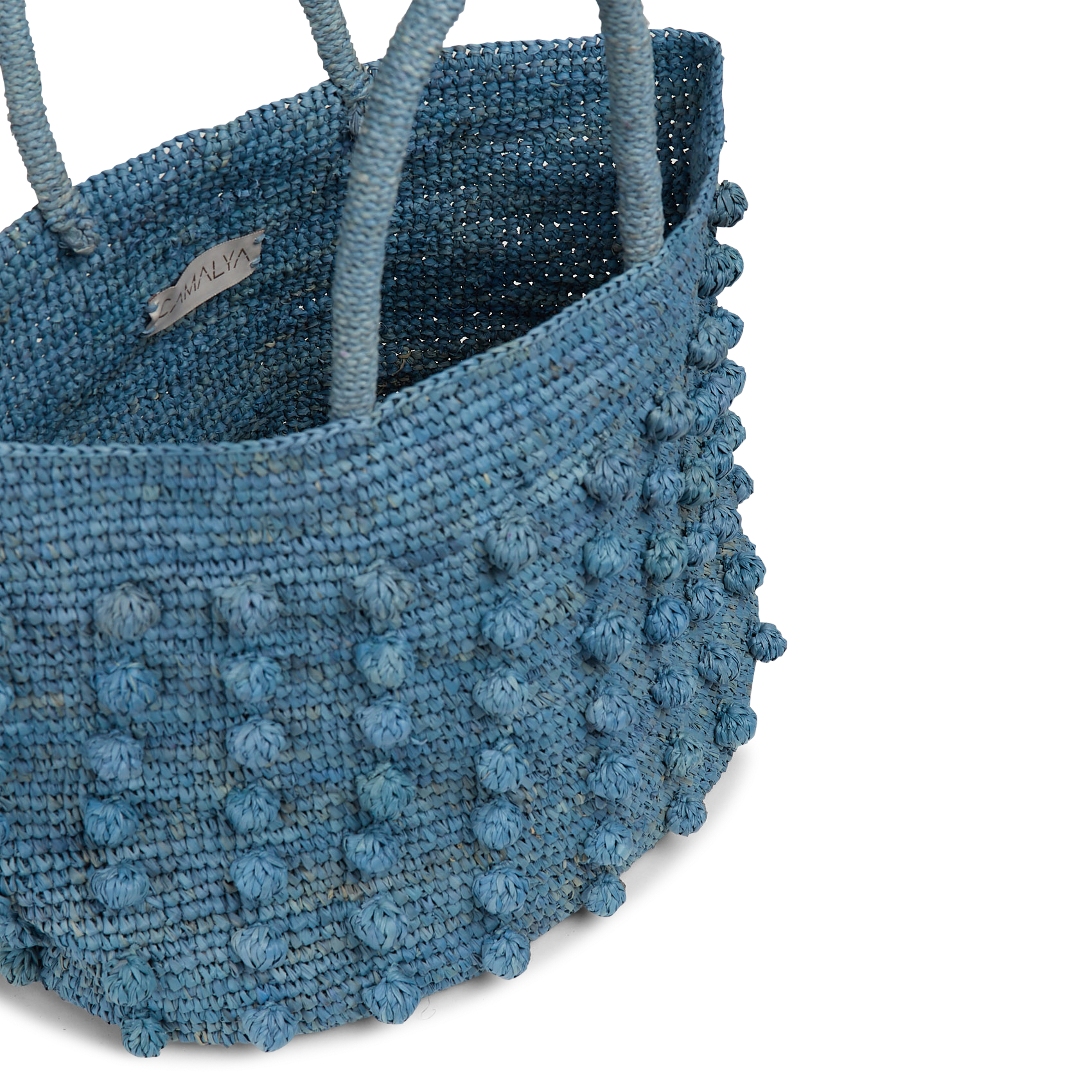 Borsa a mano in rafia CAMALYA Blu