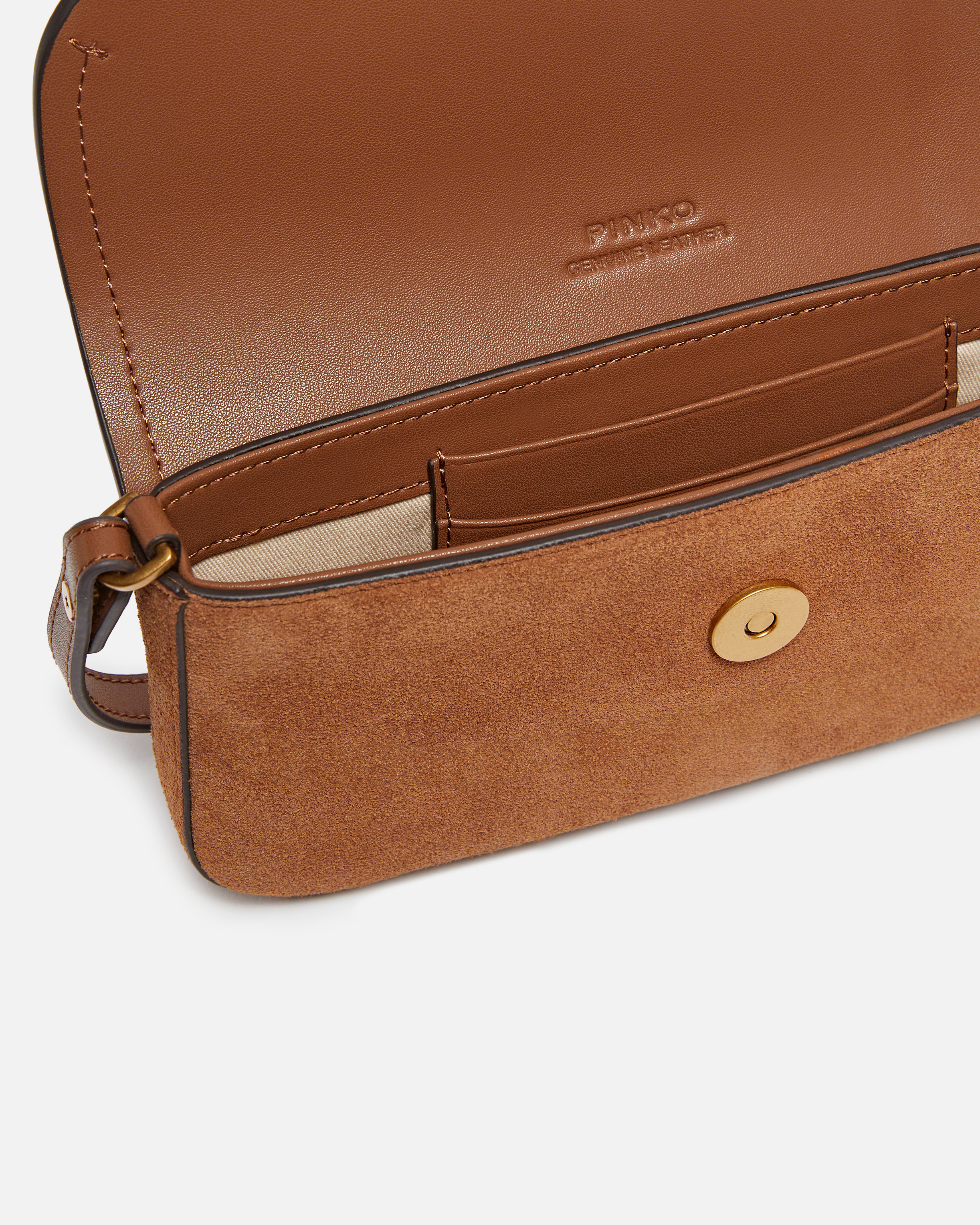 Medium saddle flat shoulder bag in suede PINKO Brown