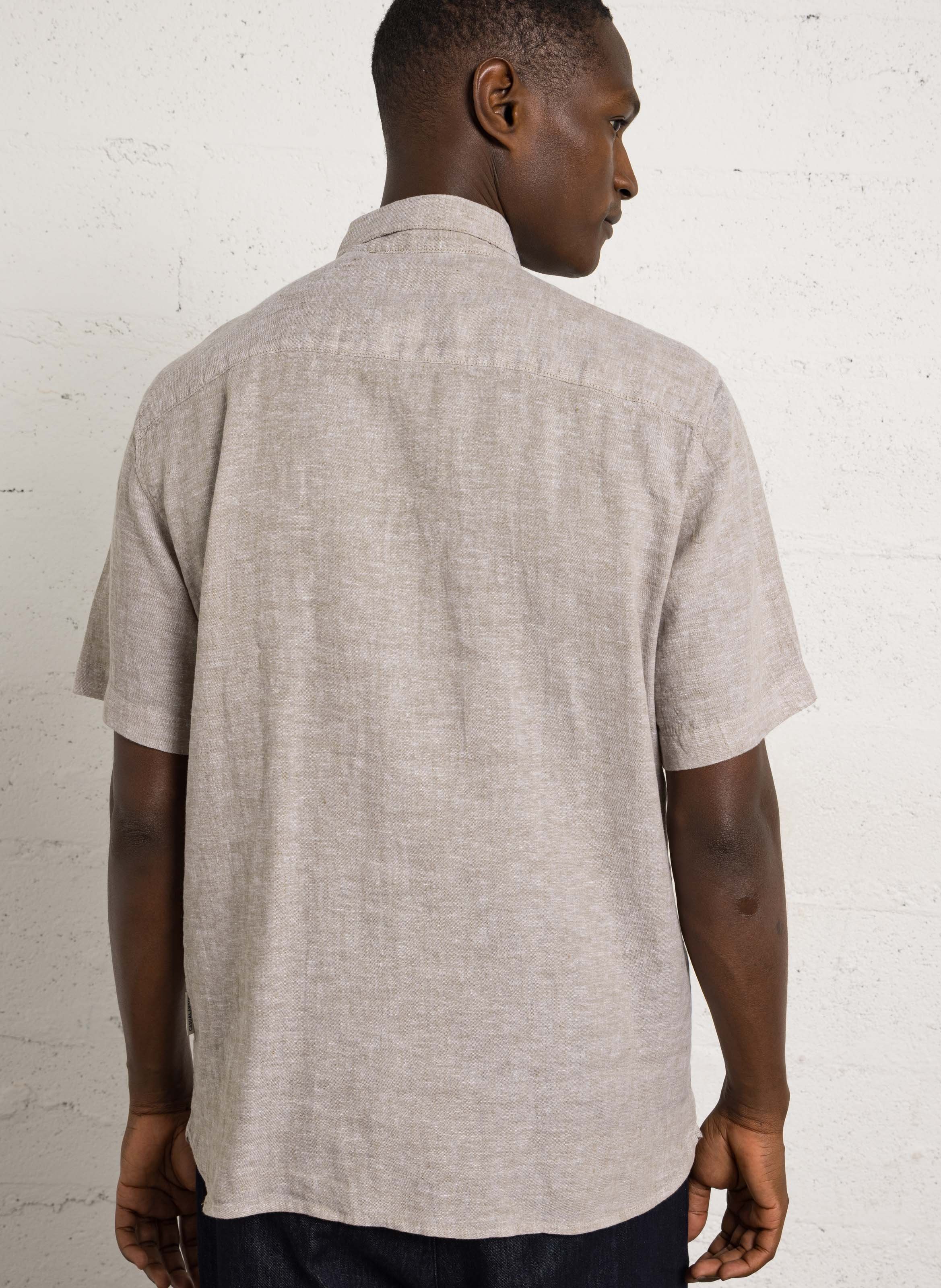 Chemise droite en lin et coton CASUAL FRIDAY Vert