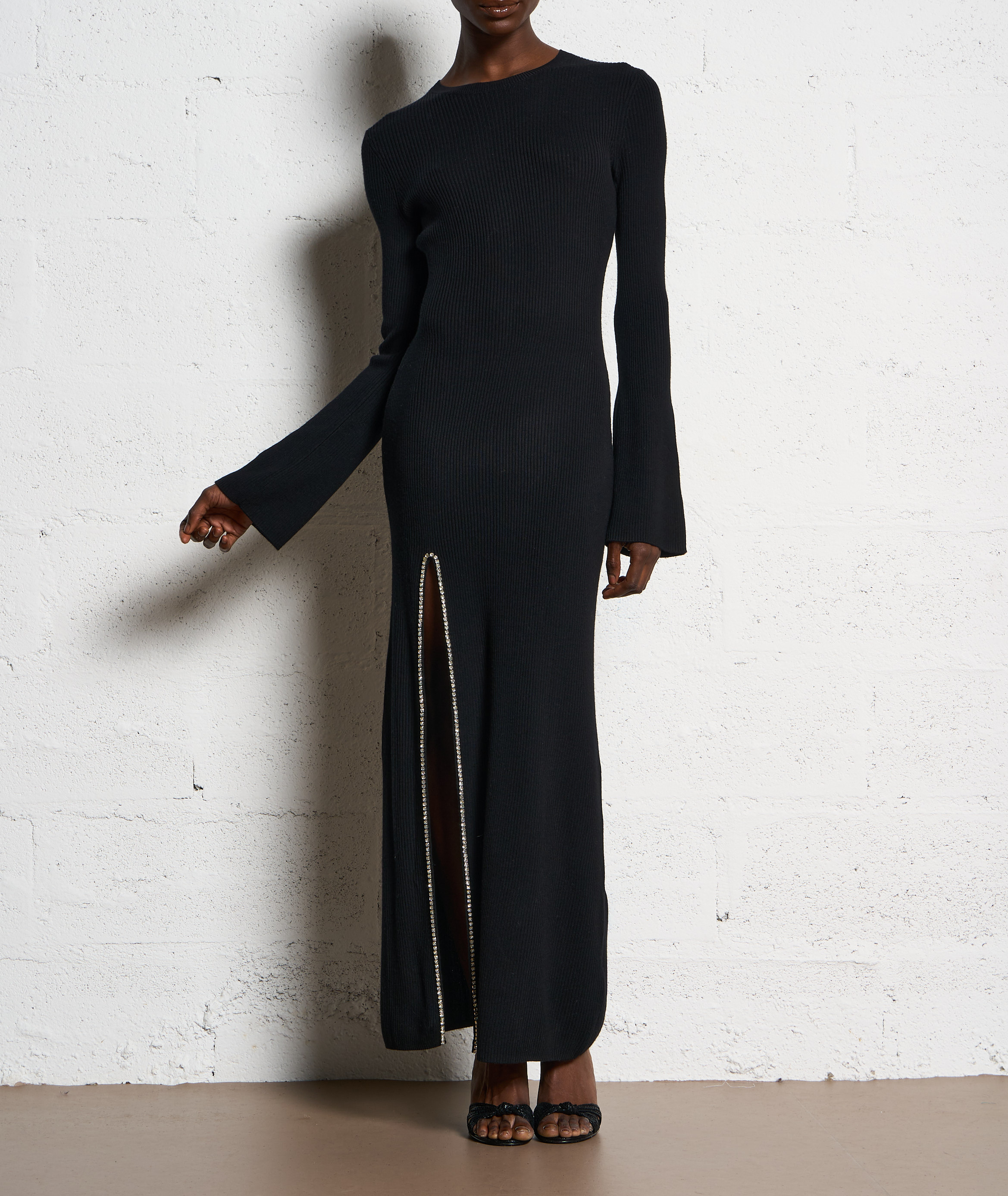 Maxikleid aus Wolle mit Rundhalsausschnitt FROM FUTURE Schwarz