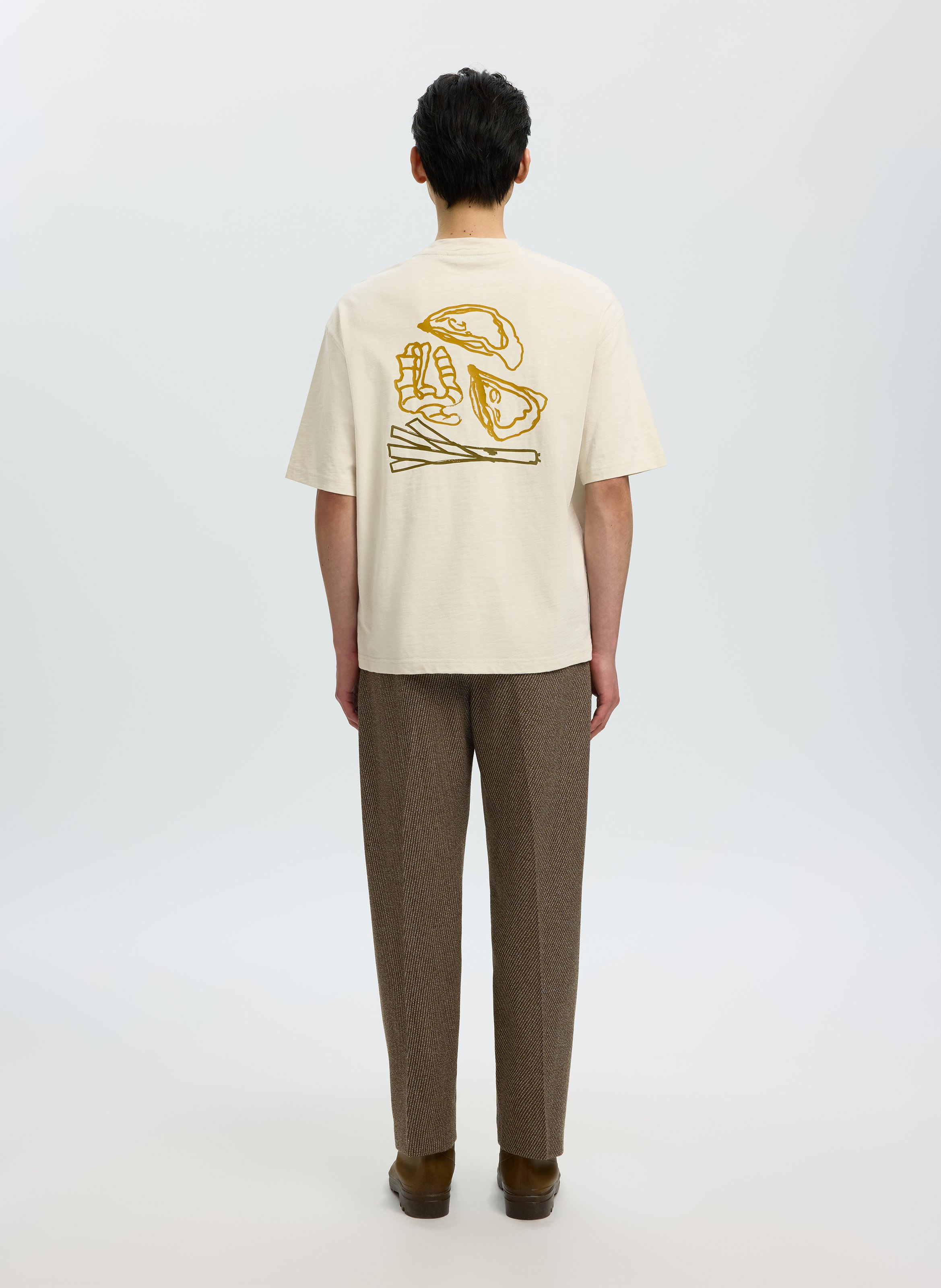 Tee-shirt col rond en coton bio SELECTED Beige