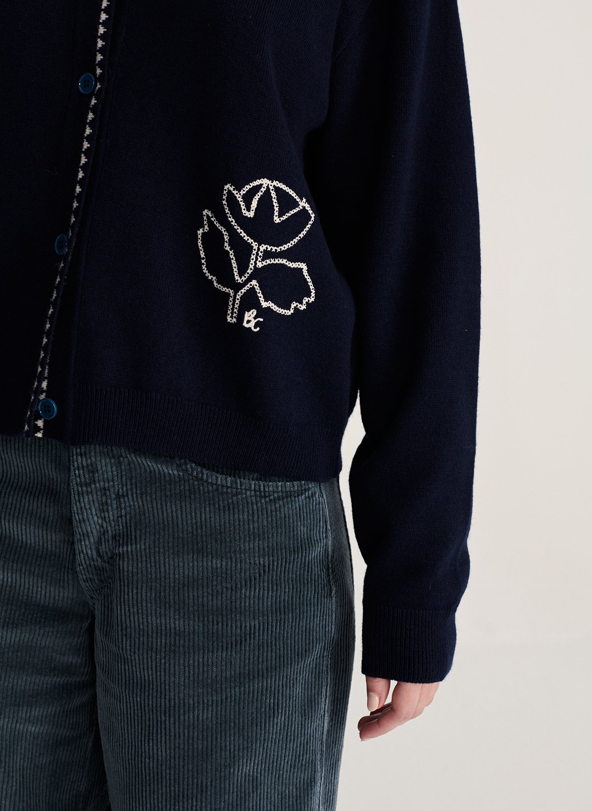 Ruim gebreid vest met borduursels BOBO CHOSES Blauw