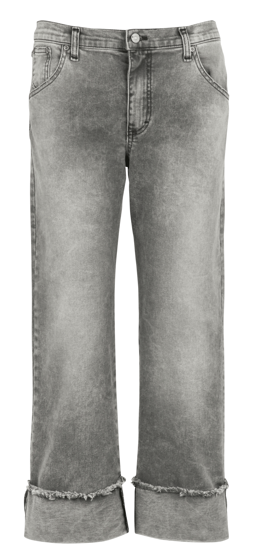Gerade Jeans mit breitem Umschlag aus Baumwollmischung PLEASE Schwarz