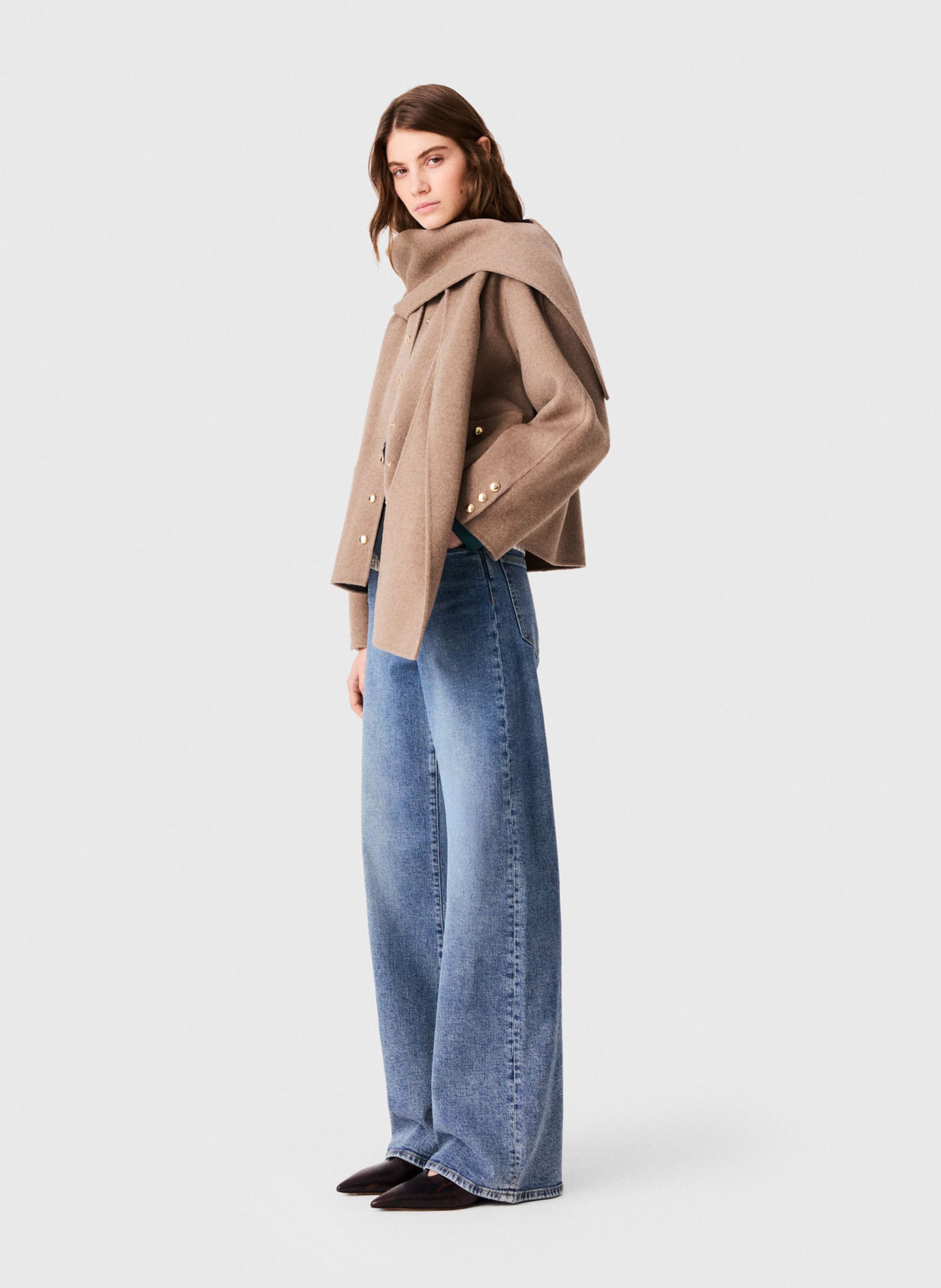 Veste ample en laine mélangée MAJE Beige