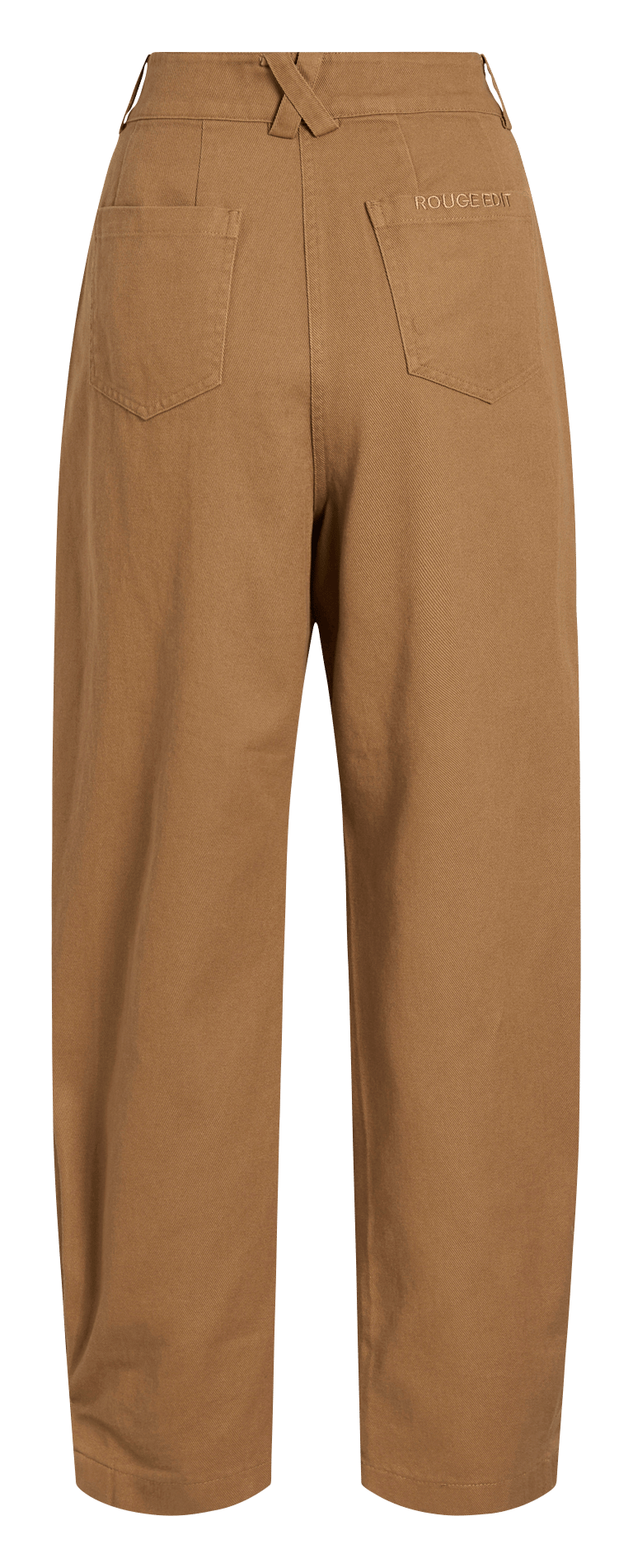 Wijde hoge taille broek in effen kleur ROUGE EDIT Goudkleurig